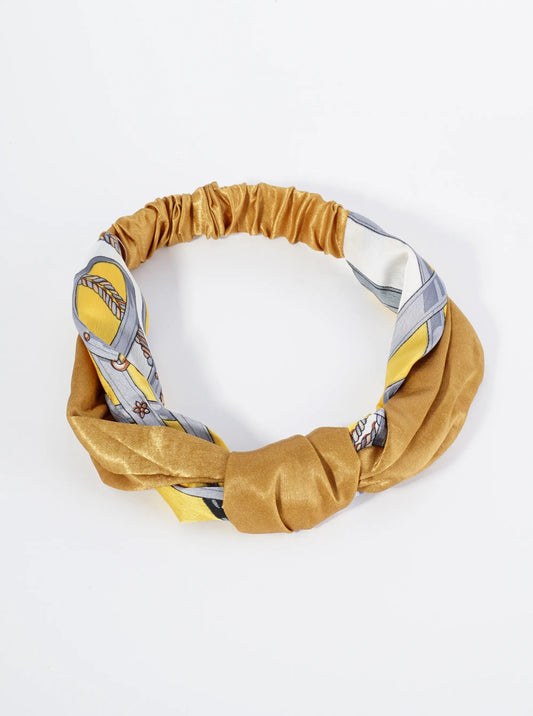 Top Knotted Printed Fabric Stretch Headband