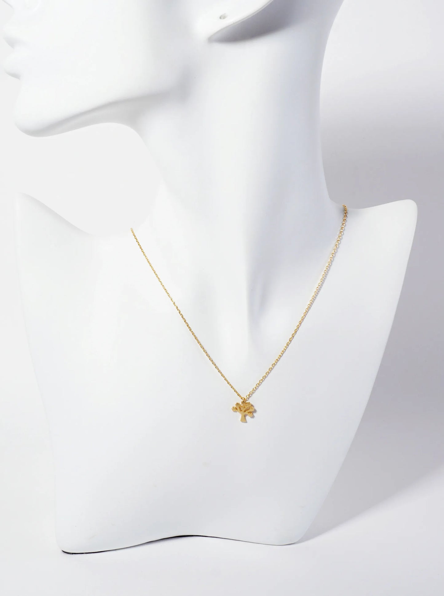 Tree-of-Life 18K-Gold-Dipped Brushed-Texture Pendant Necklace