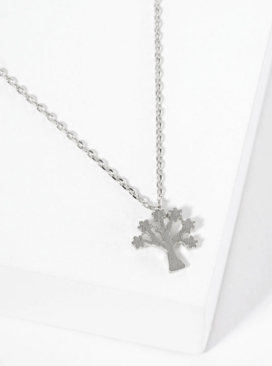 Tree-of-Life 18K-Gold-Dipped Brushed-Texture Pendant Necklace