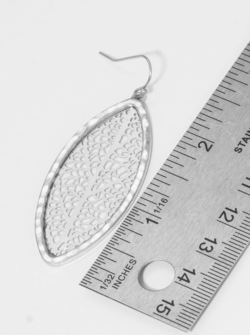 Tree Of Life Marquise Shaped Filigree Metal Dangle Drop Earrings