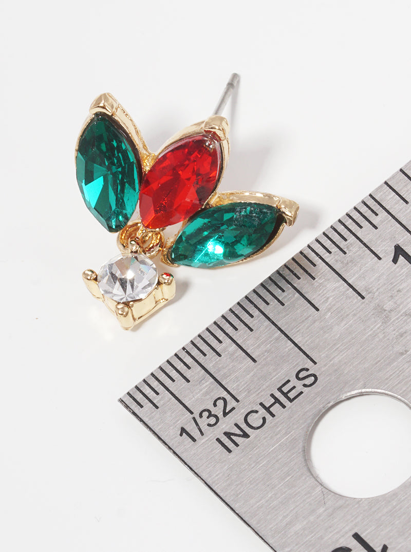 Tri Marquise Crystals With Round Dangle Post Drop Earrings
