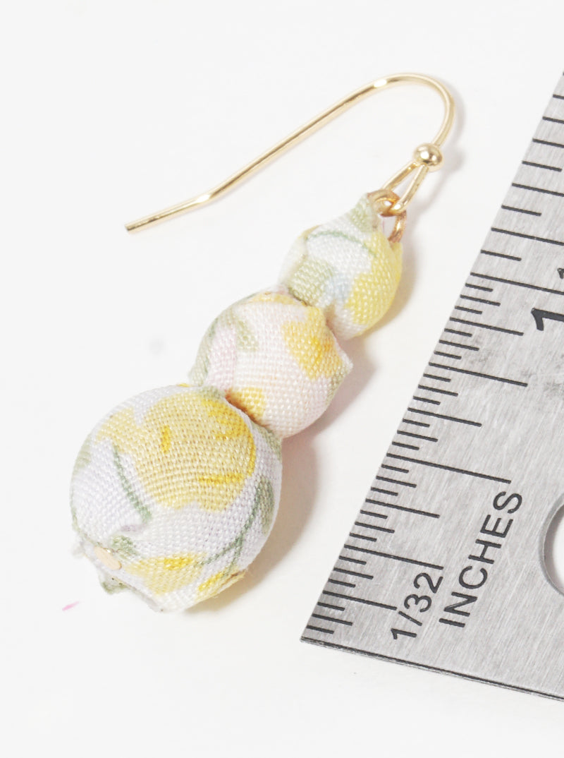 Tri Fabric Wrapped Beads Dangle Drop Earrings