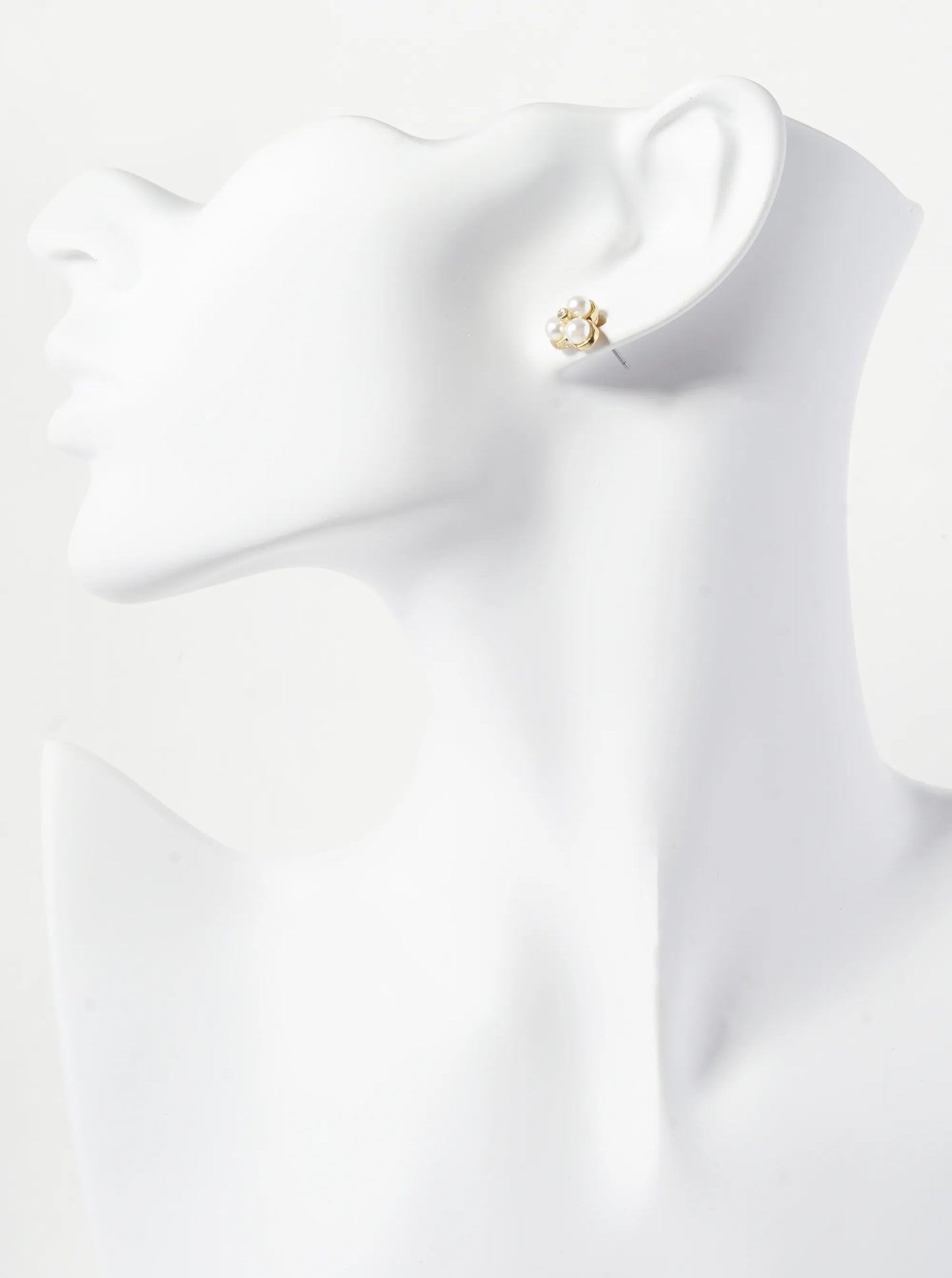 Triple 4mm Pearl Beaded 9mm Triangle Stud Earrings