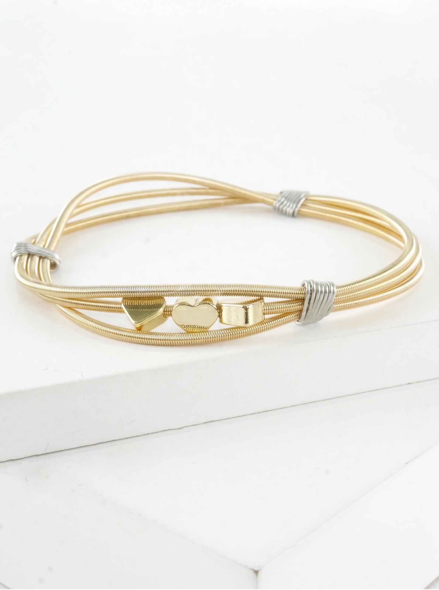 Triple Heart Stretch Spring Wire Bracelet