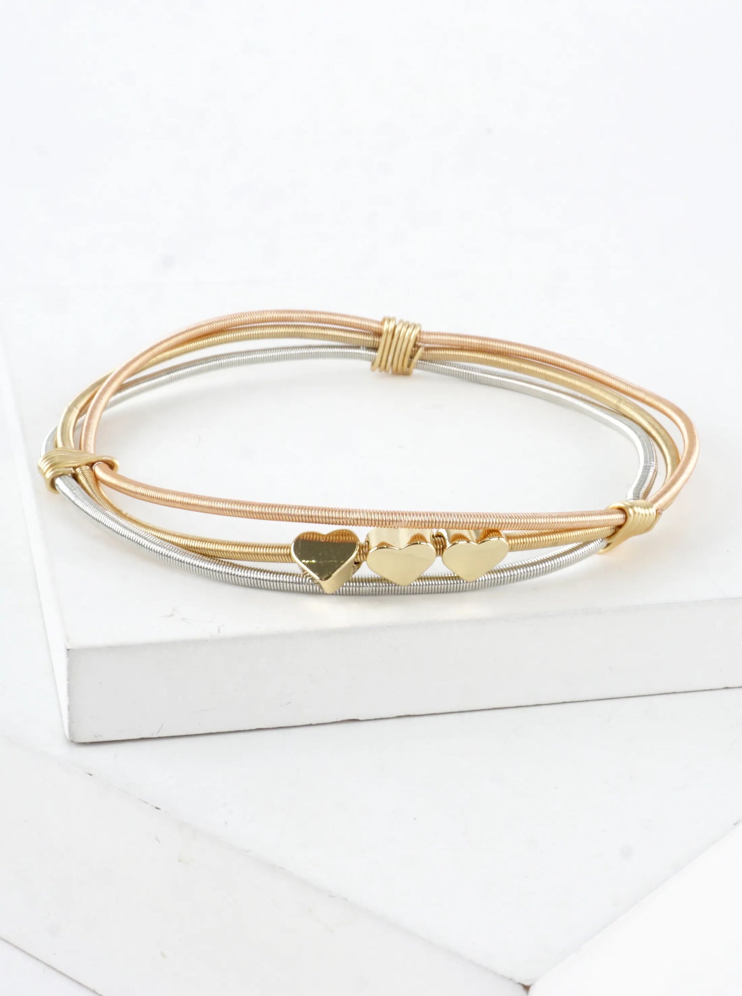 Triple Heart Stretch Spring Wire Bracelet