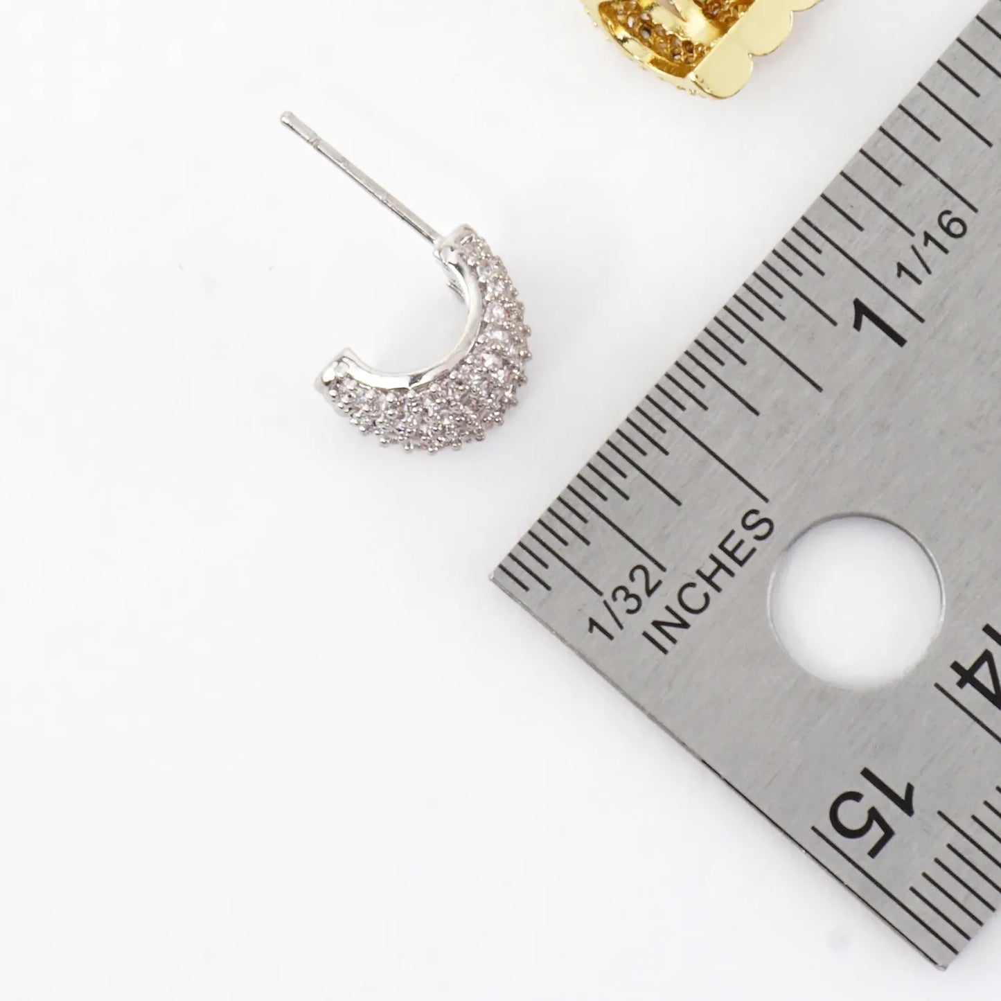 Triple Huggie Illusion Micro Pave Post Earrings