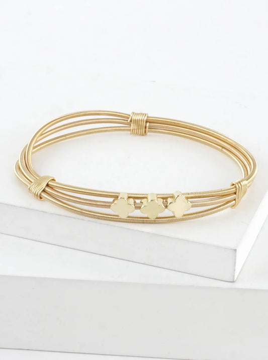 Triple Quatrefoil Stretch Spring Wire Bracelet