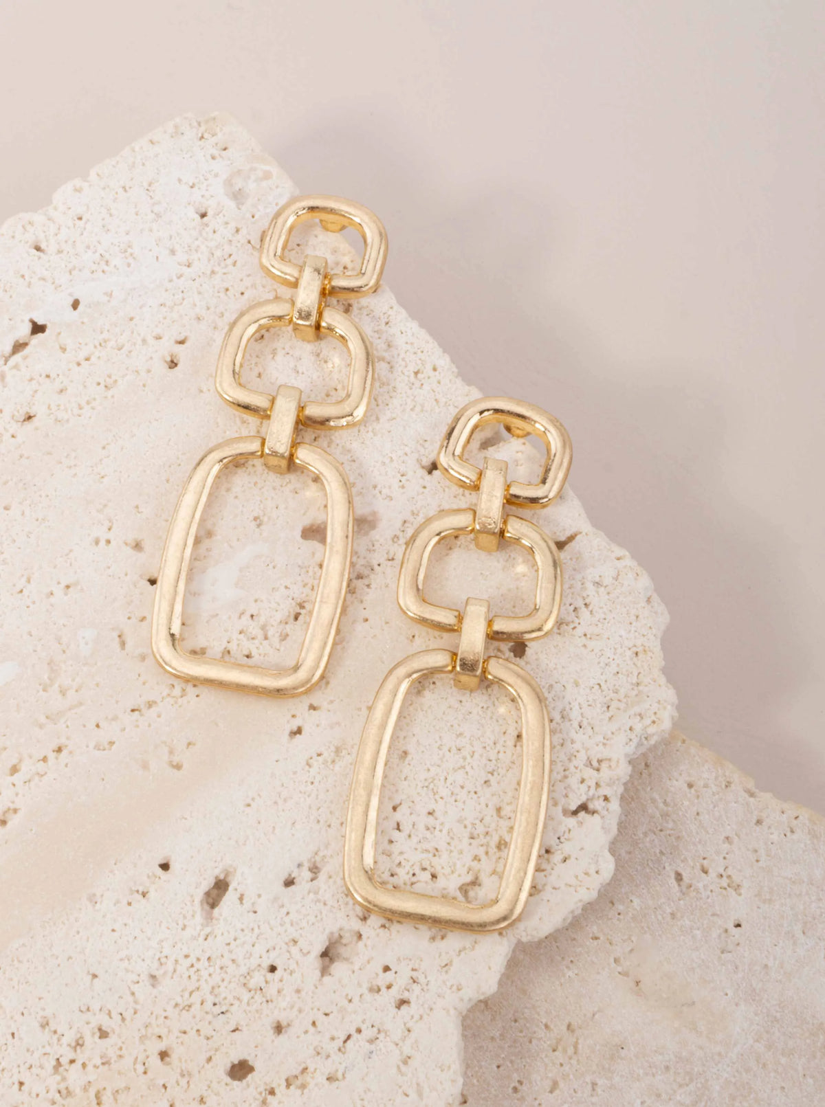 Triple Rectangle Polished Post Drop Earrings