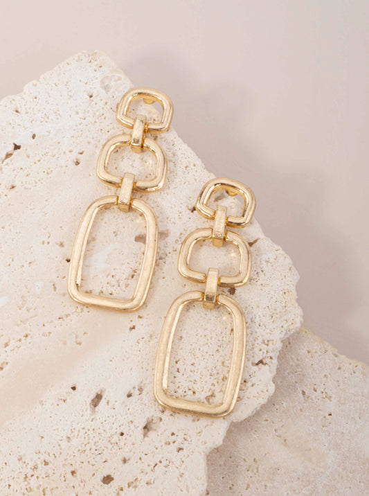 Triple Rectangle Polished Post Drop Earrings