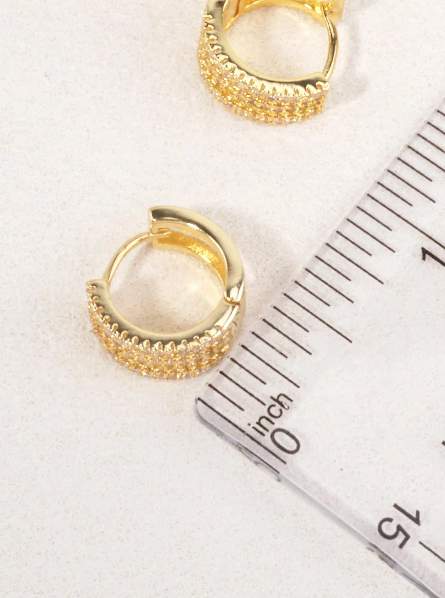 Triple Row CZ Pave Huggie Earrings
