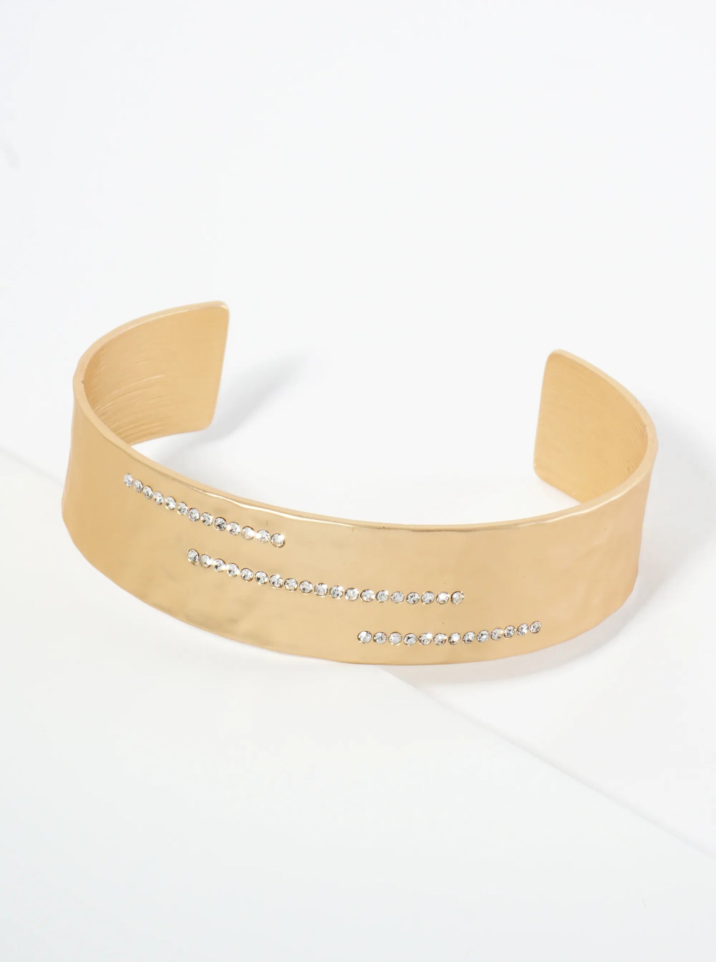 Triple Row Crystal Open Cuff Bracelet With Spaced Sparkle