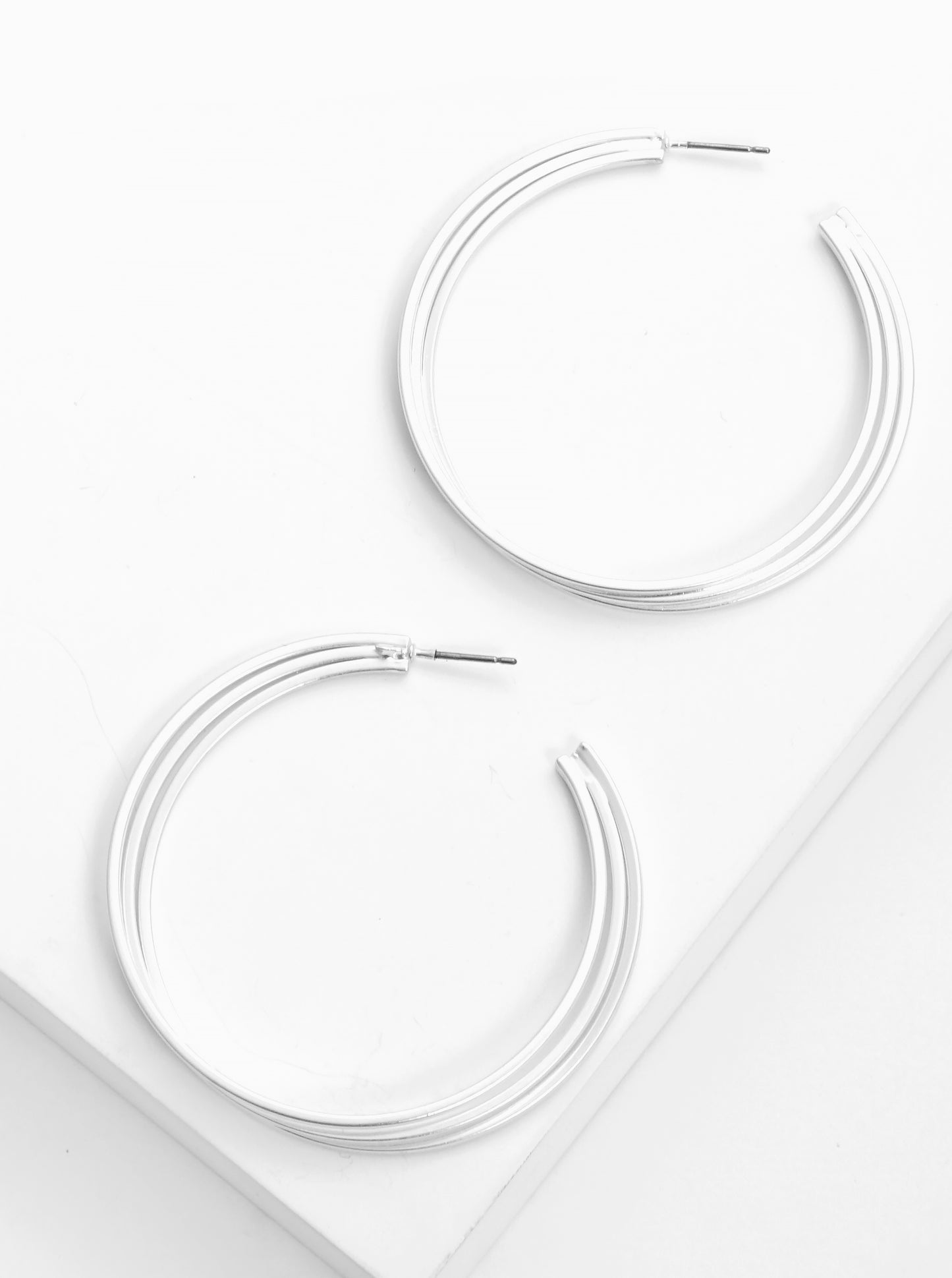 Triple Layered Metal Hoop Earrings