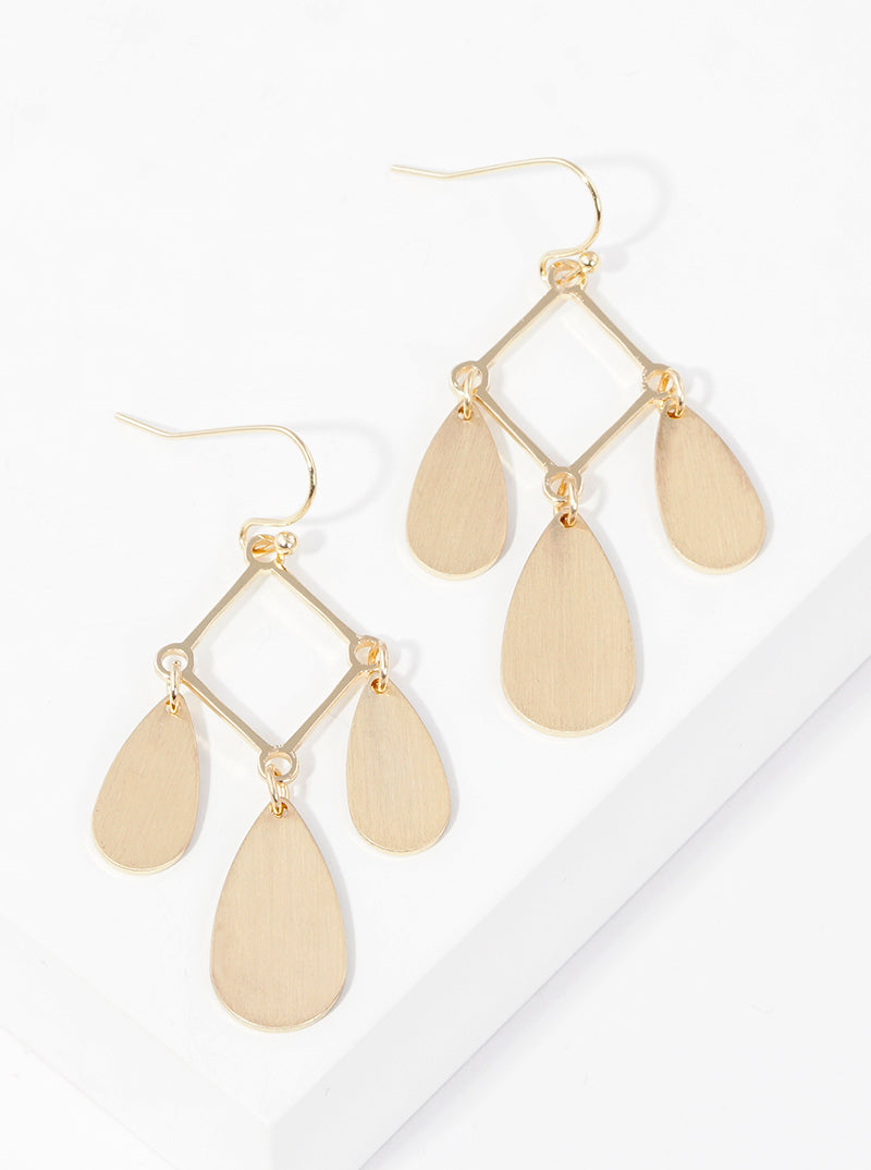 Triple Teardrop Disc Drop Chandelier Dangle Earrings