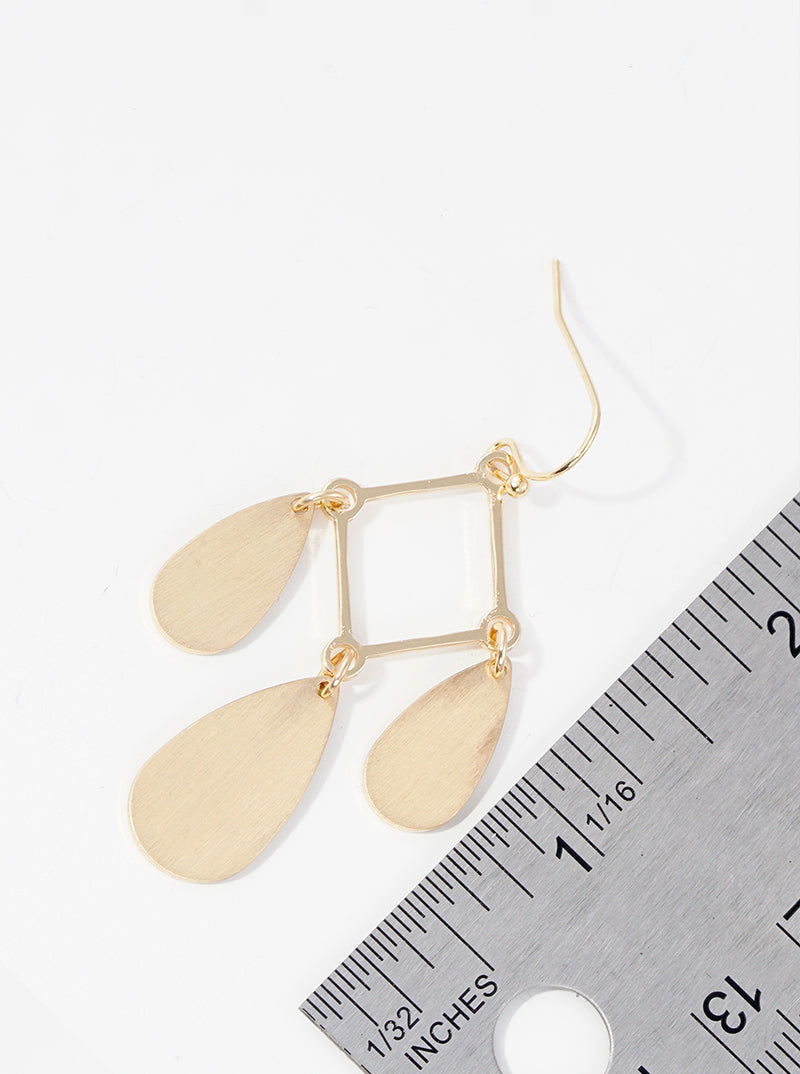 Triple Teardrop Disc Drop Chandelier Dangle Earrings