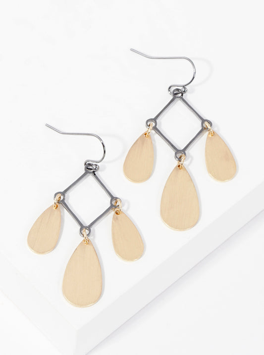 Triple Teardrop Disc Drop Chandelier Dangle Earrings