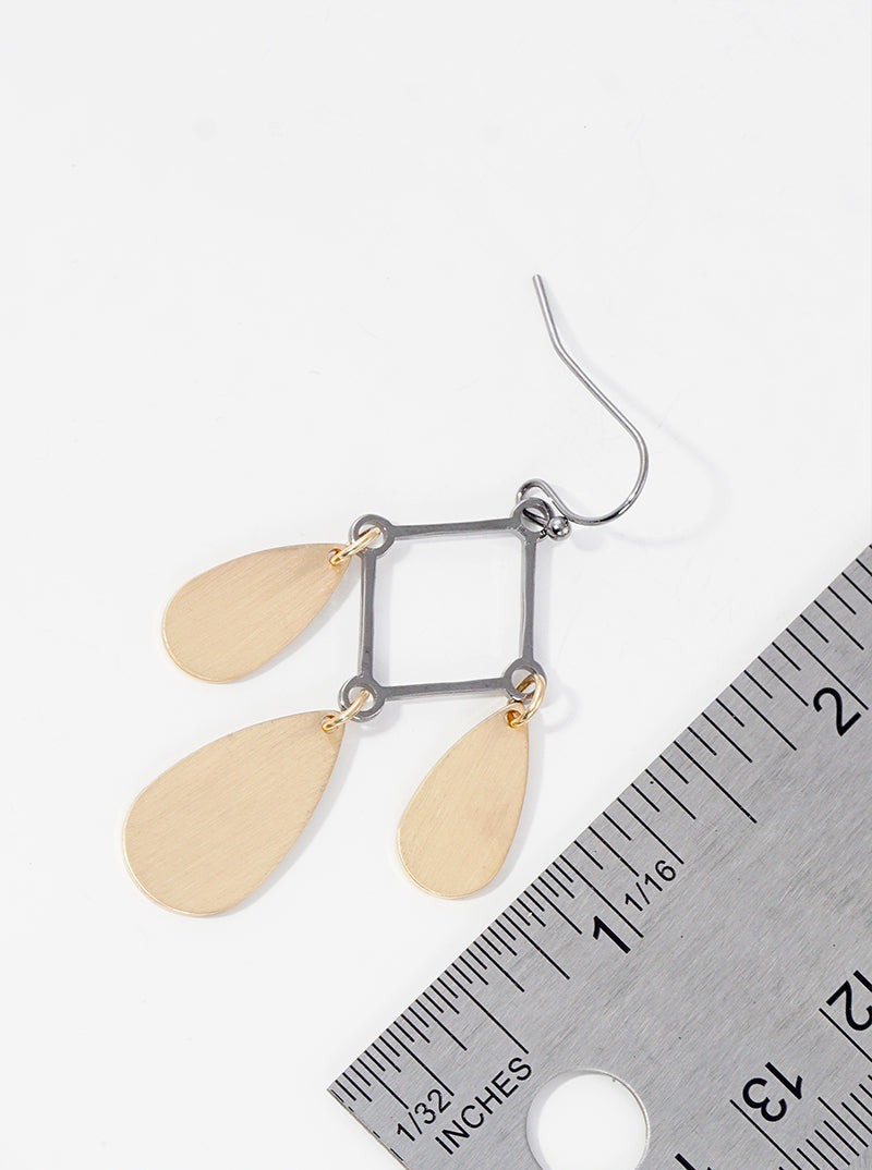 Triple Teardrop Disc Drop Chandelier Dangle Earrings