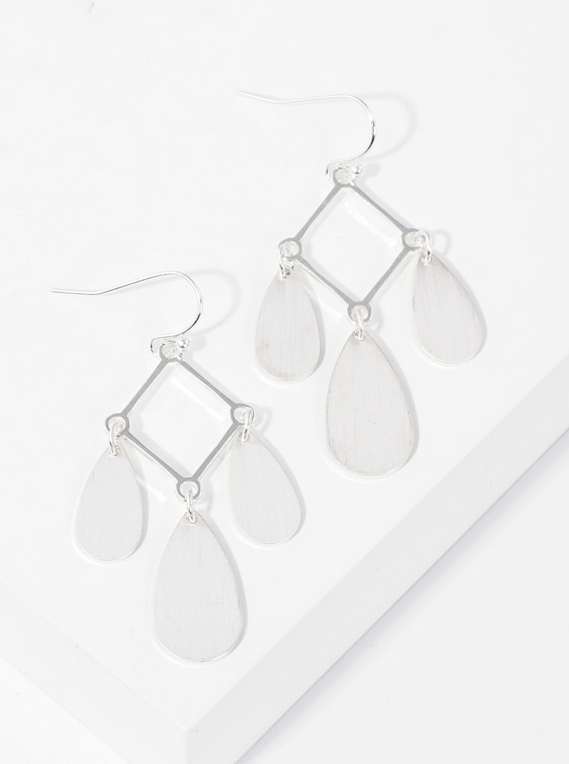 Triple Teardrop Disc Drop Chandelier Dangle Earrings