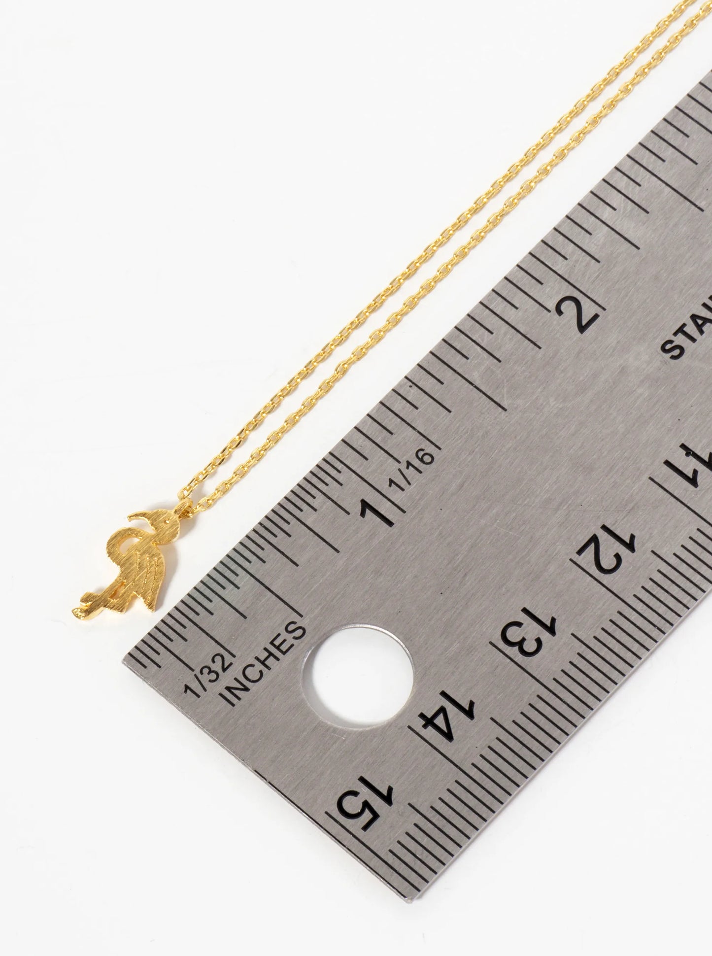 Tropical-Animal-Theme 18K-Gold-Dipped Brushed Flamingo Pendant Necklace
