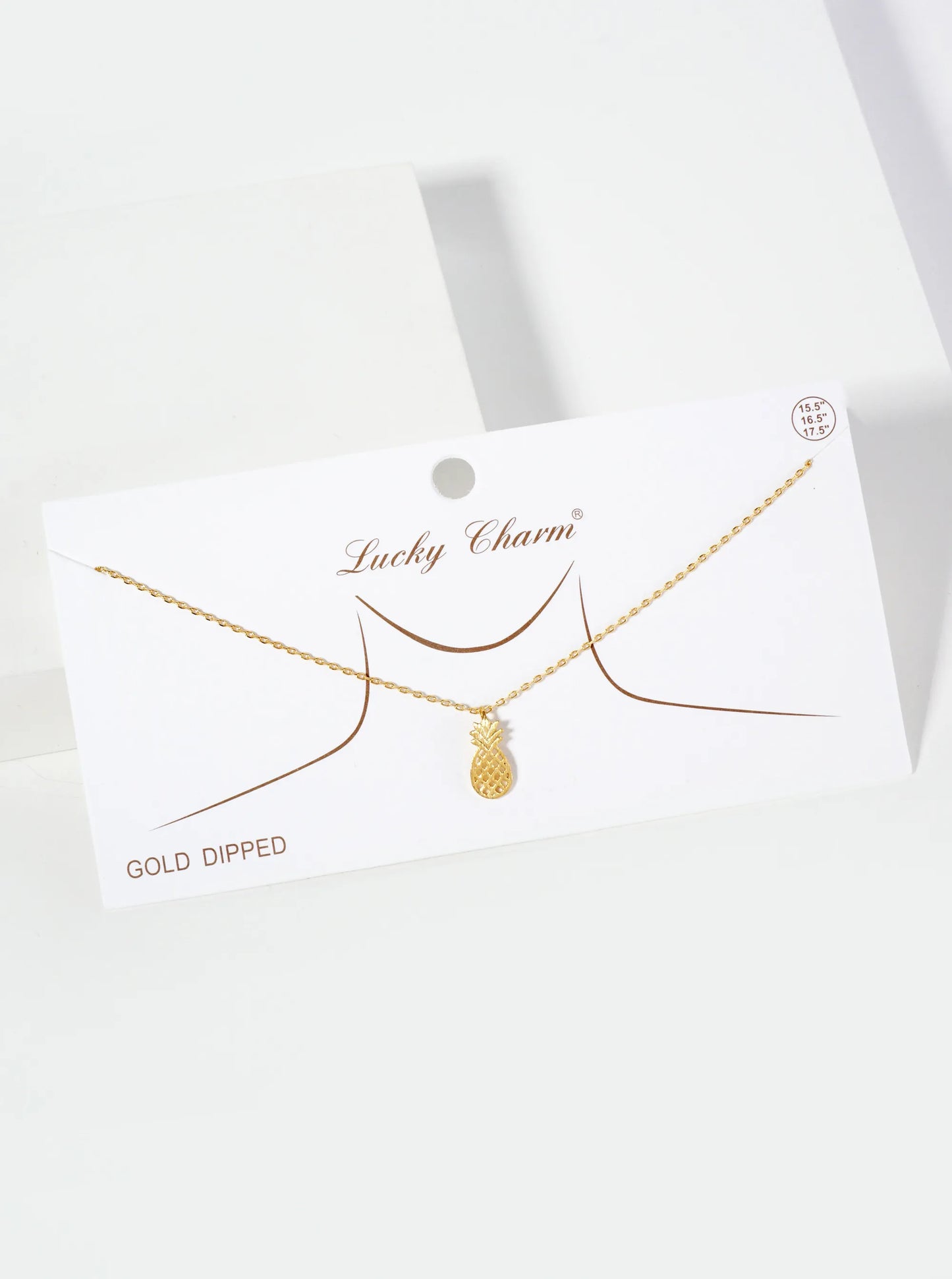 Tropical-Fruit-Theme 15mm 18K-Gold-Dipped Brushed-Texture Filigree Pineapple Pendant Necklace