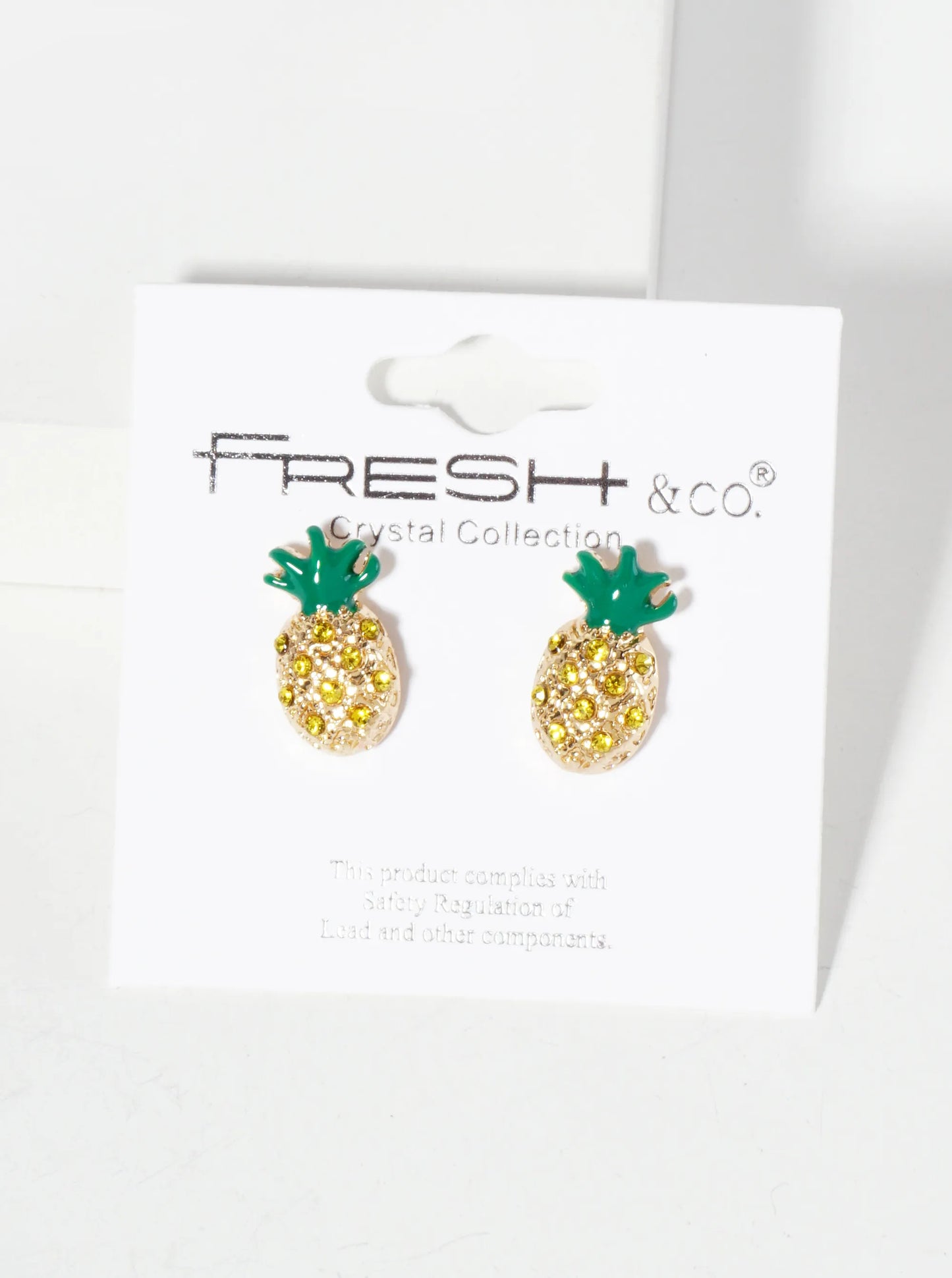 Tropical-Fruit-Theme Crystal-Pave Pineapple Stud Earrings