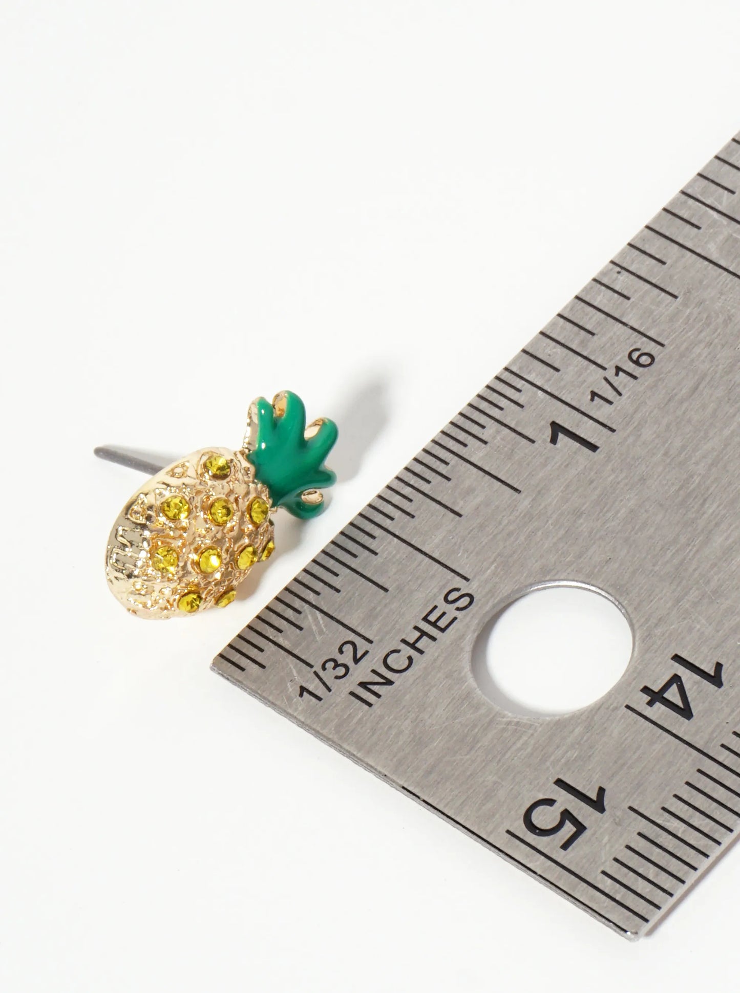 Tropical-Fruit-Theme Crystal-Pave Pineapple Stud Earrings