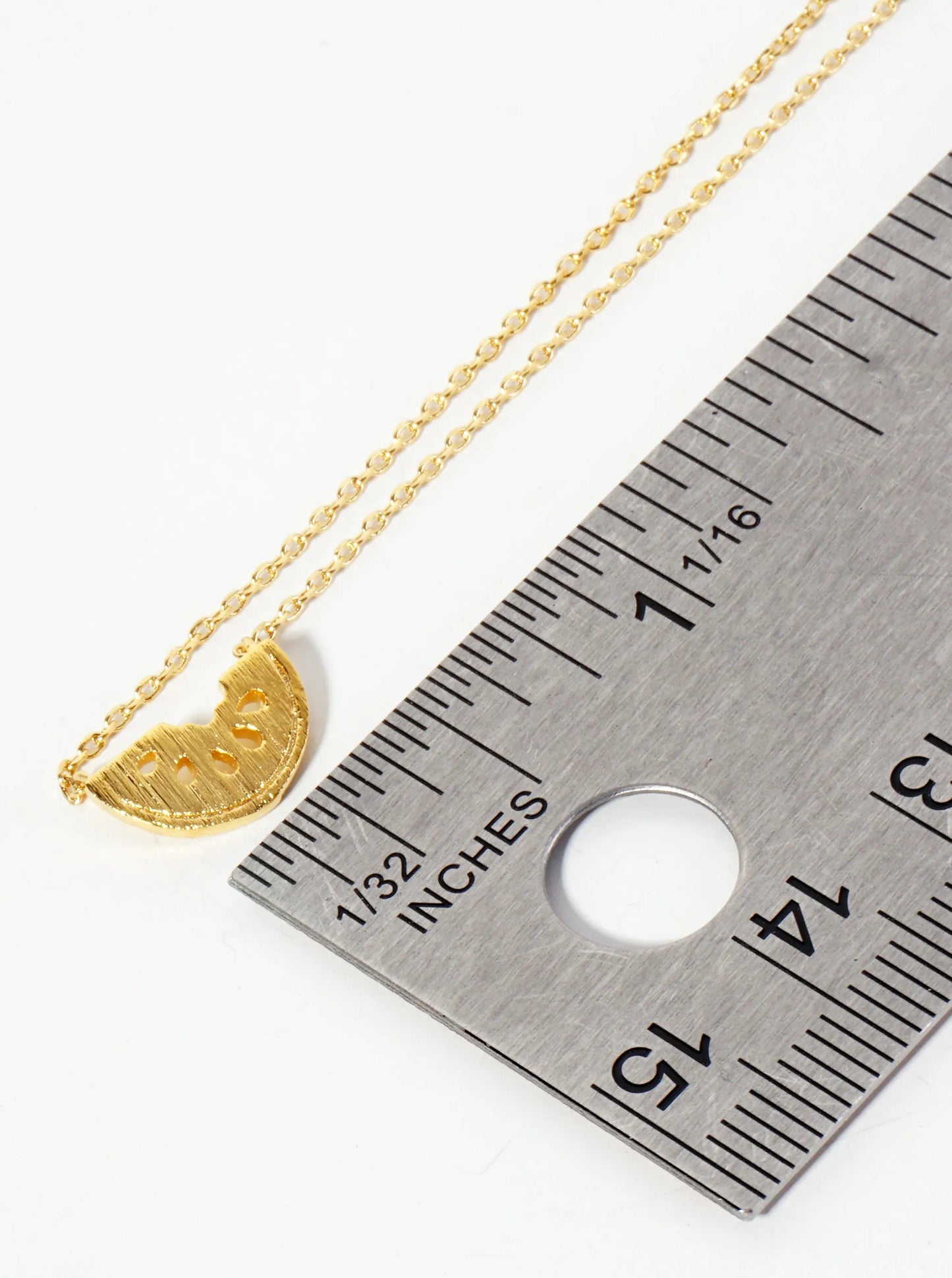 Tropical-Theme 18K-Gold-Dipped Brushed-texture Watermelon Pendant Necklace