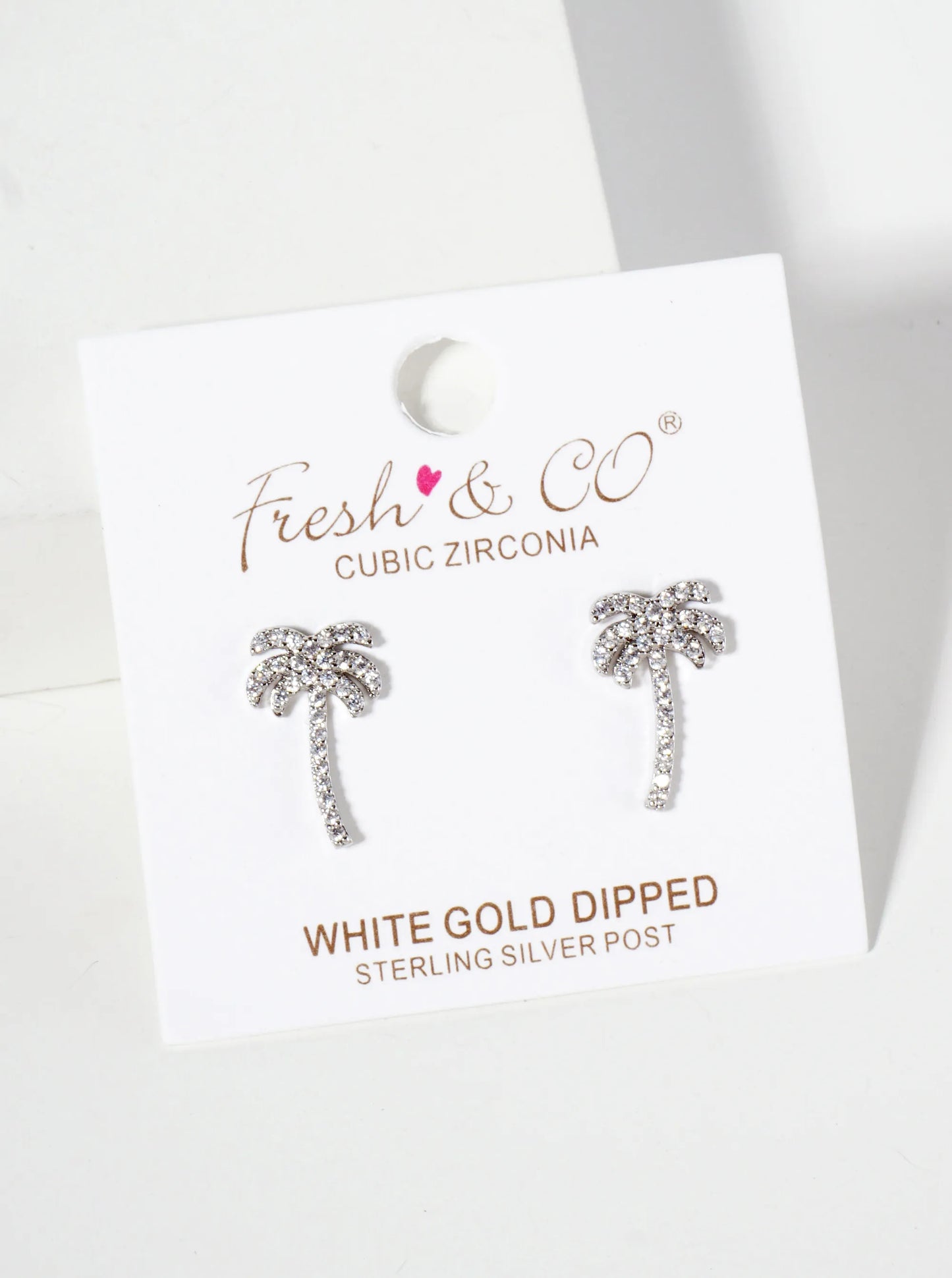 Tropical-Theme 18K-Gold-Dipped Pave Set Cubic-Zirconia Palm Tree Stud Earrings
