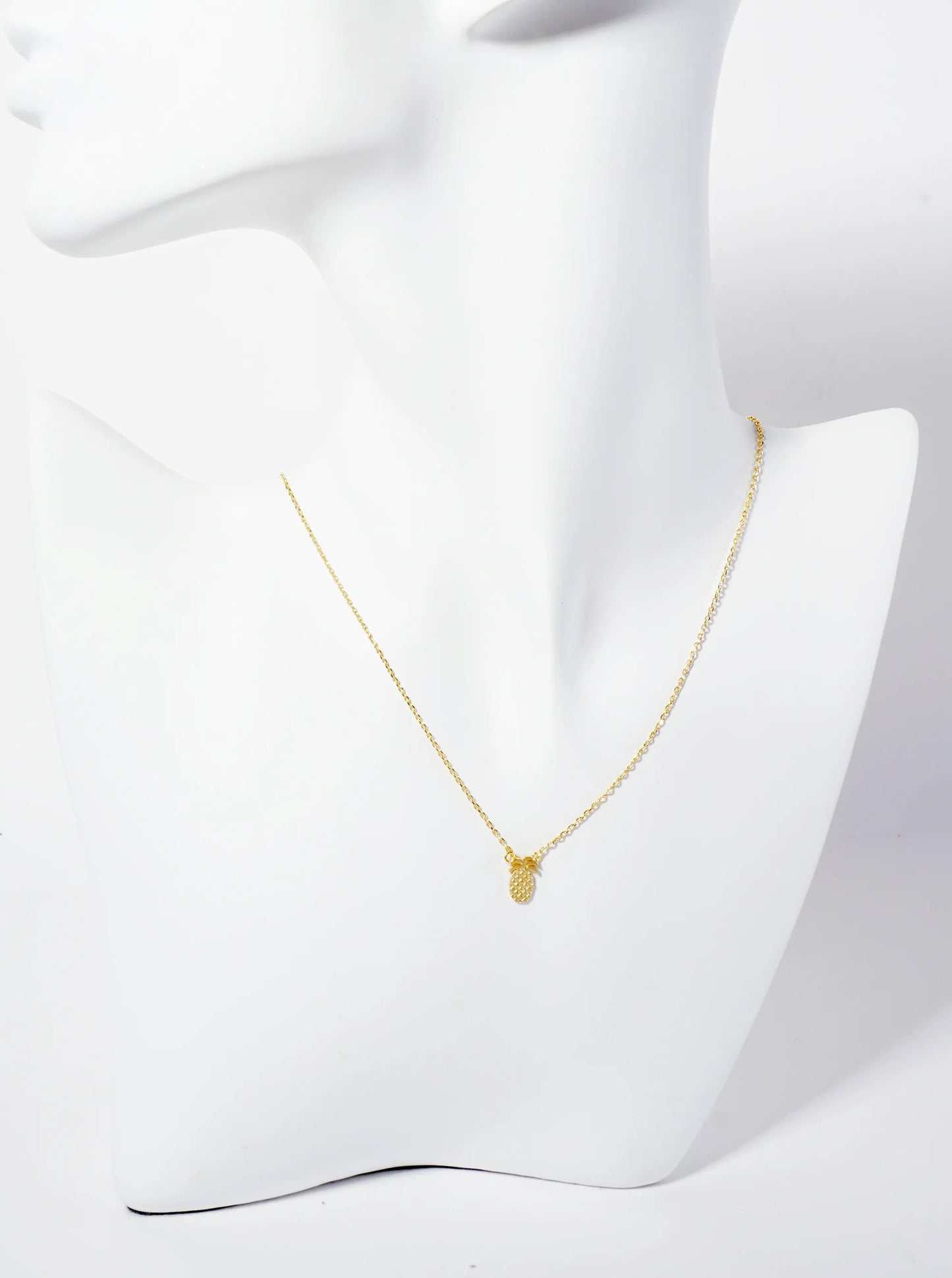 Tropical-Theme 18K-Gold-Dipped Textured Pineapple Pendant Necklace