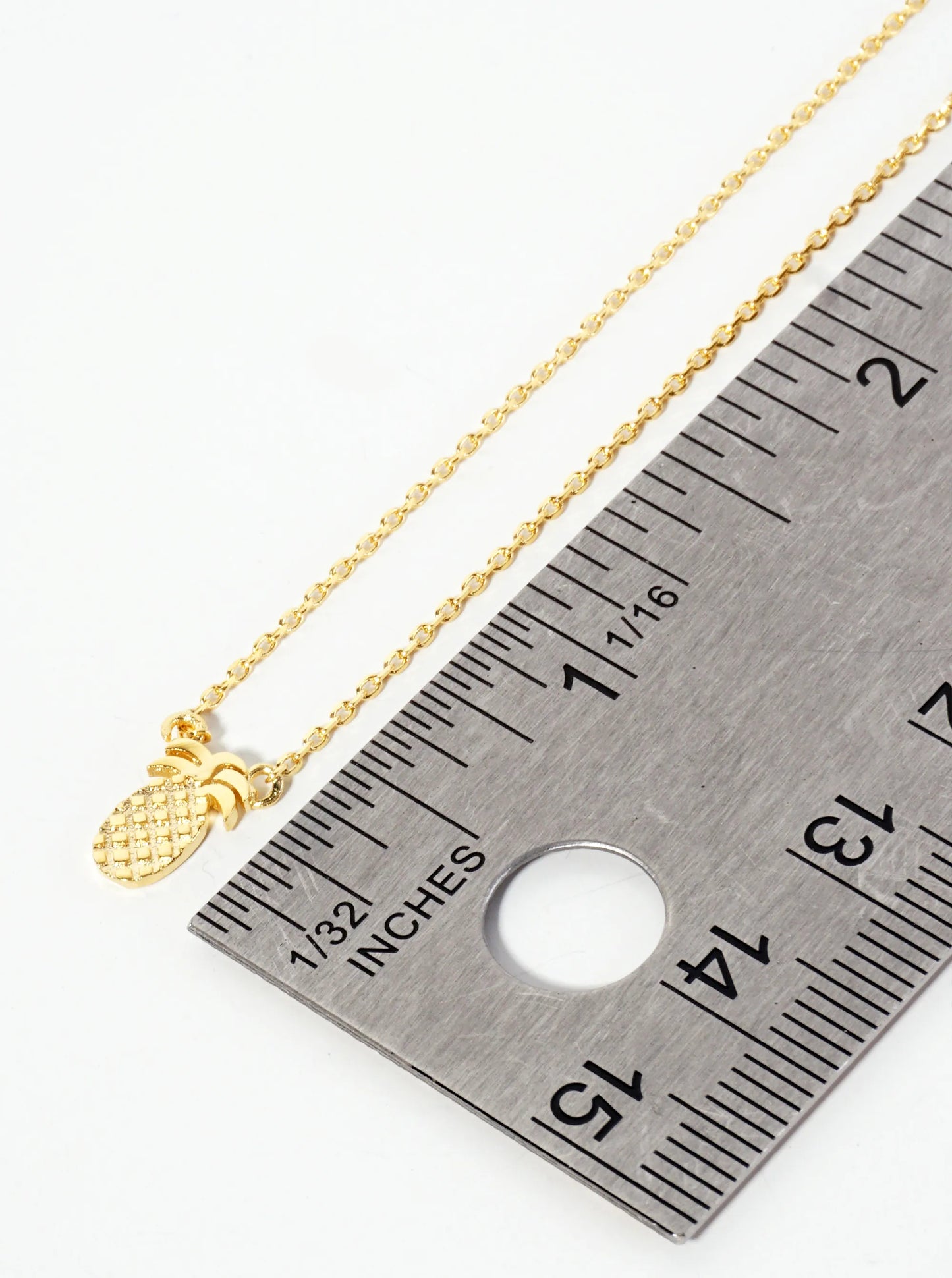 Tropical-Theme 18K-Gold-Dipped Textured Pineapple Pendant Necklace