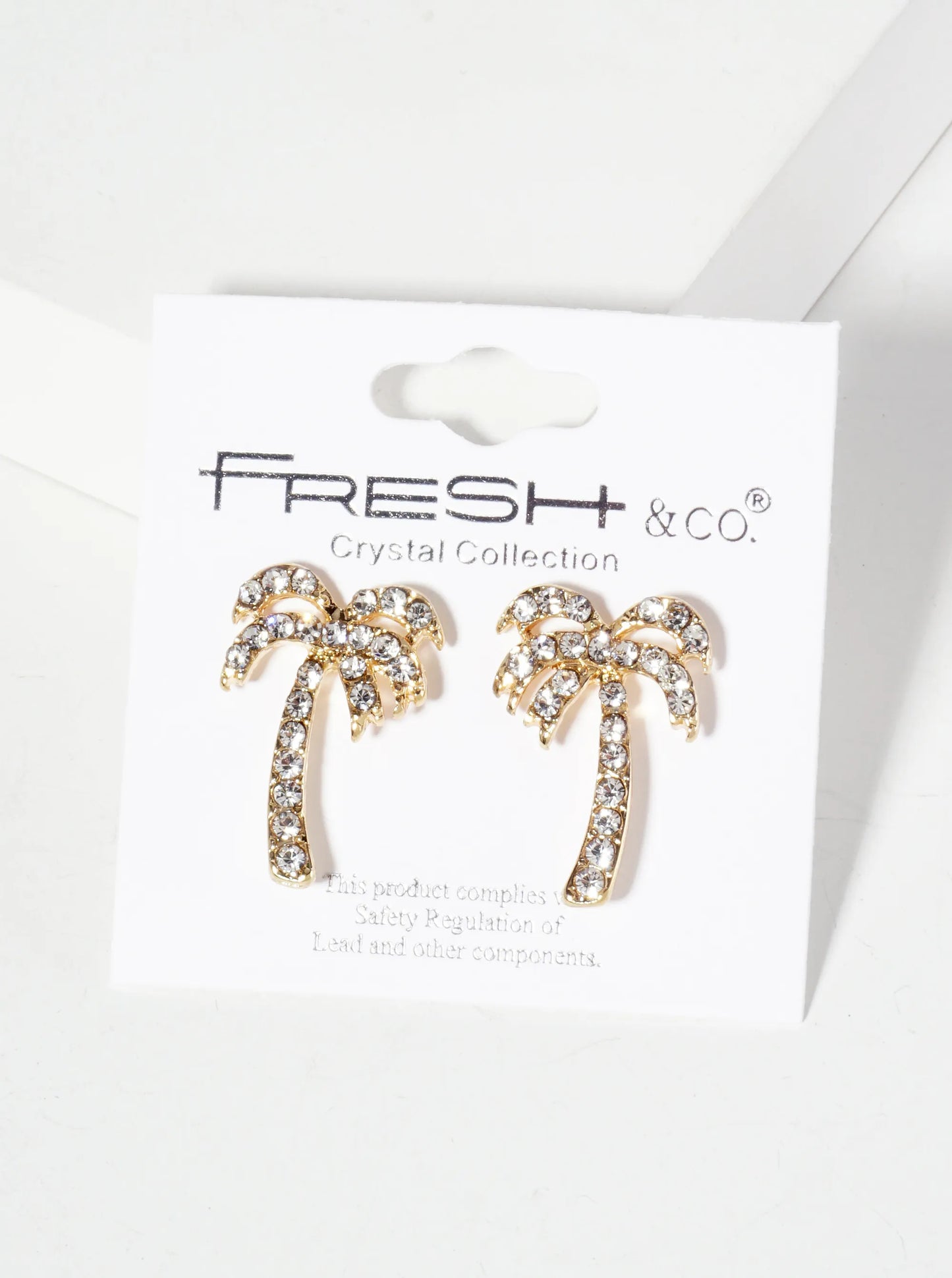 Tropical-Theme Crystal-Pave Palm-Tree Stud Earrings