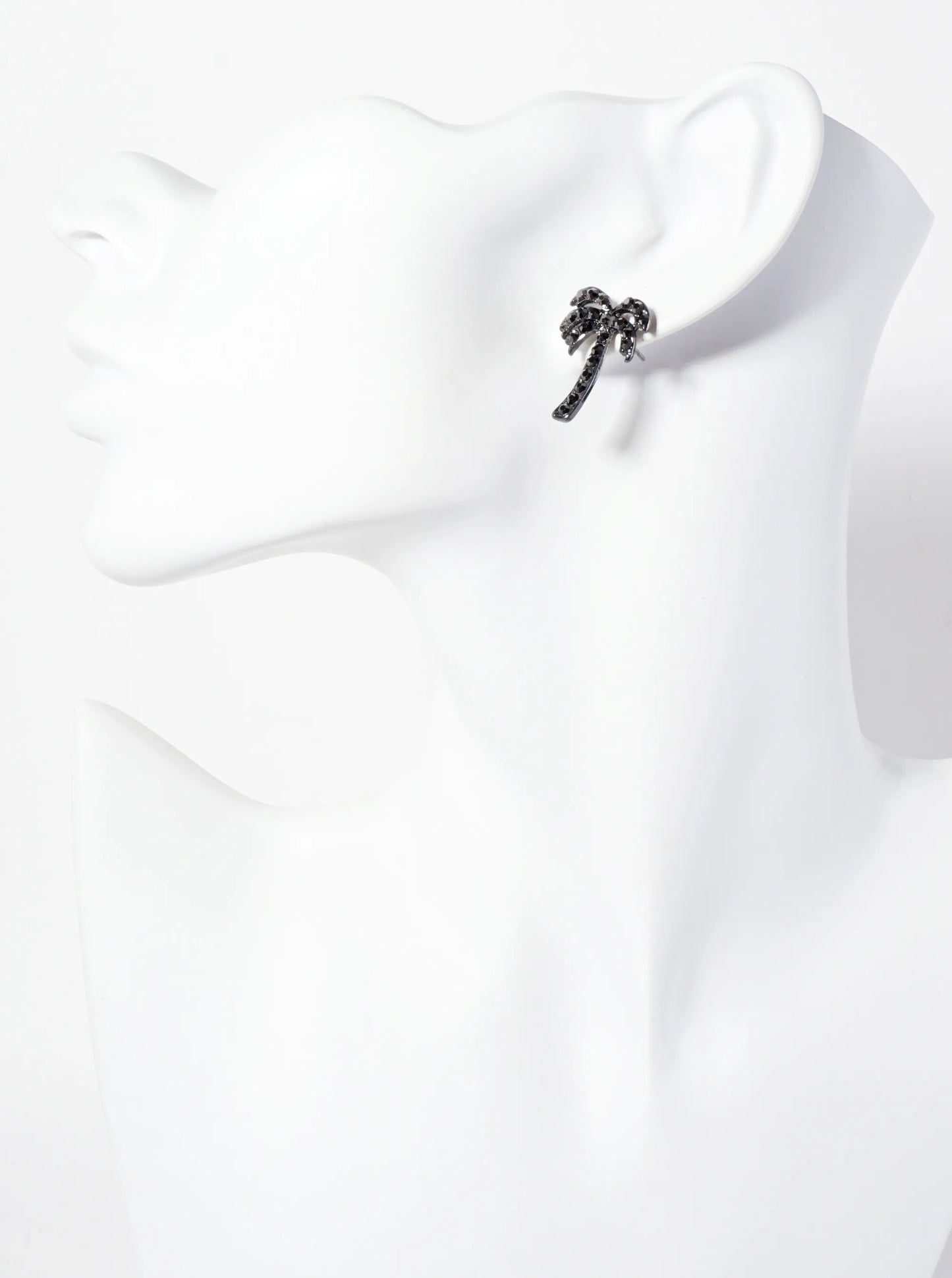 Tropical-Theme Crystal-Pave Palm-Tree Stud Earrings