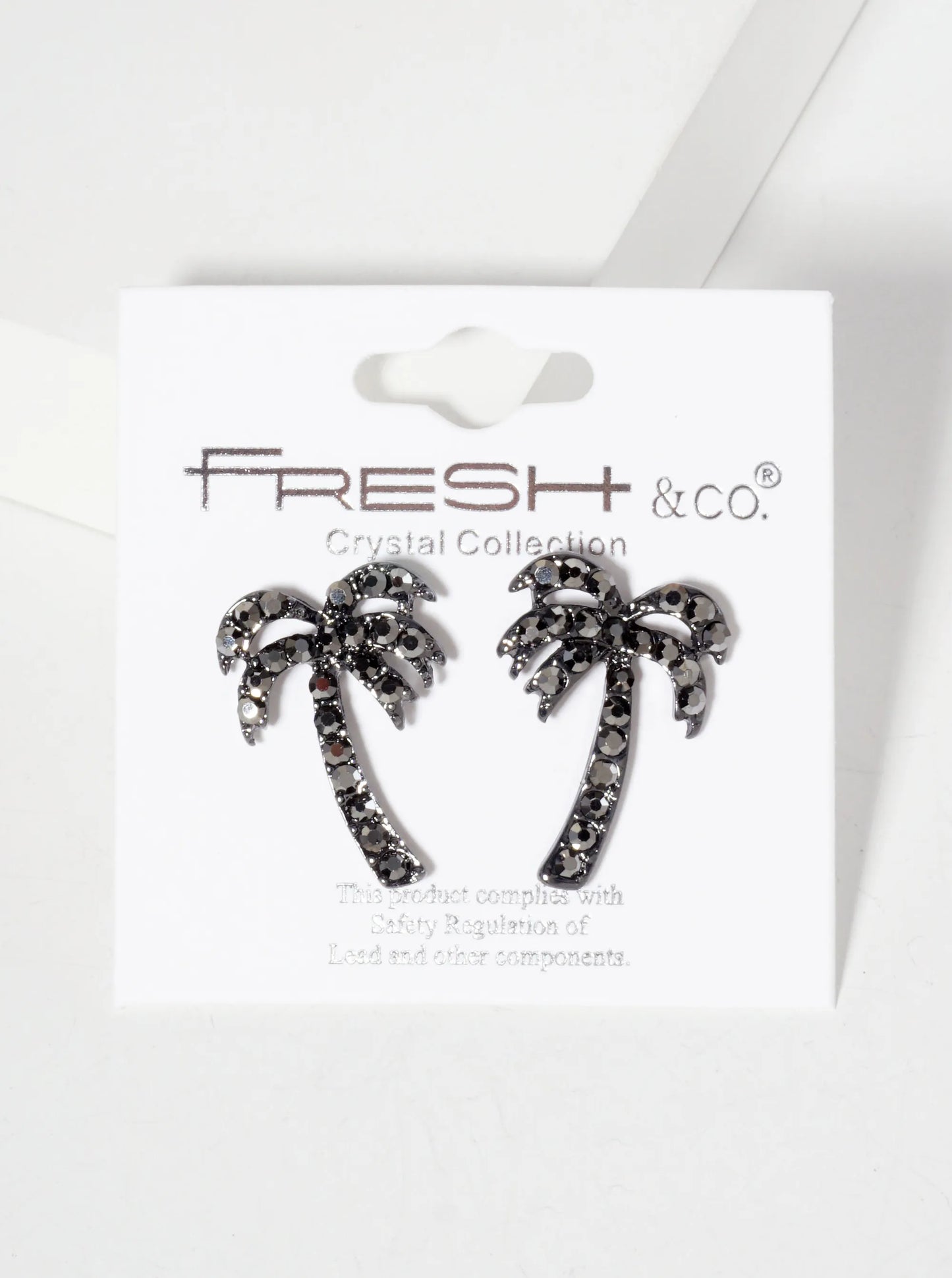 Tropical-Theme Crystal-Pave Palm-Tree Stud Earrings