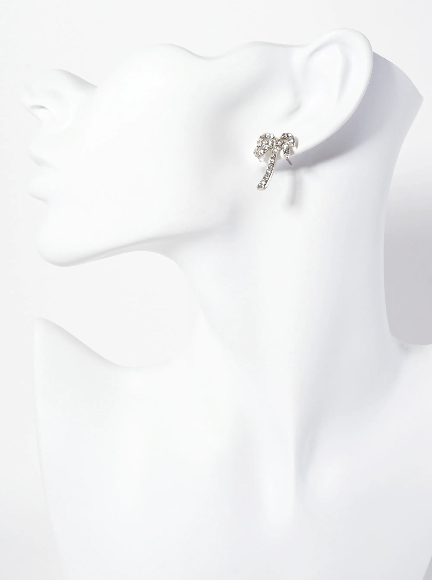 Tropical-Theme Crystal-Pave Palm-Tree Stud Earrings