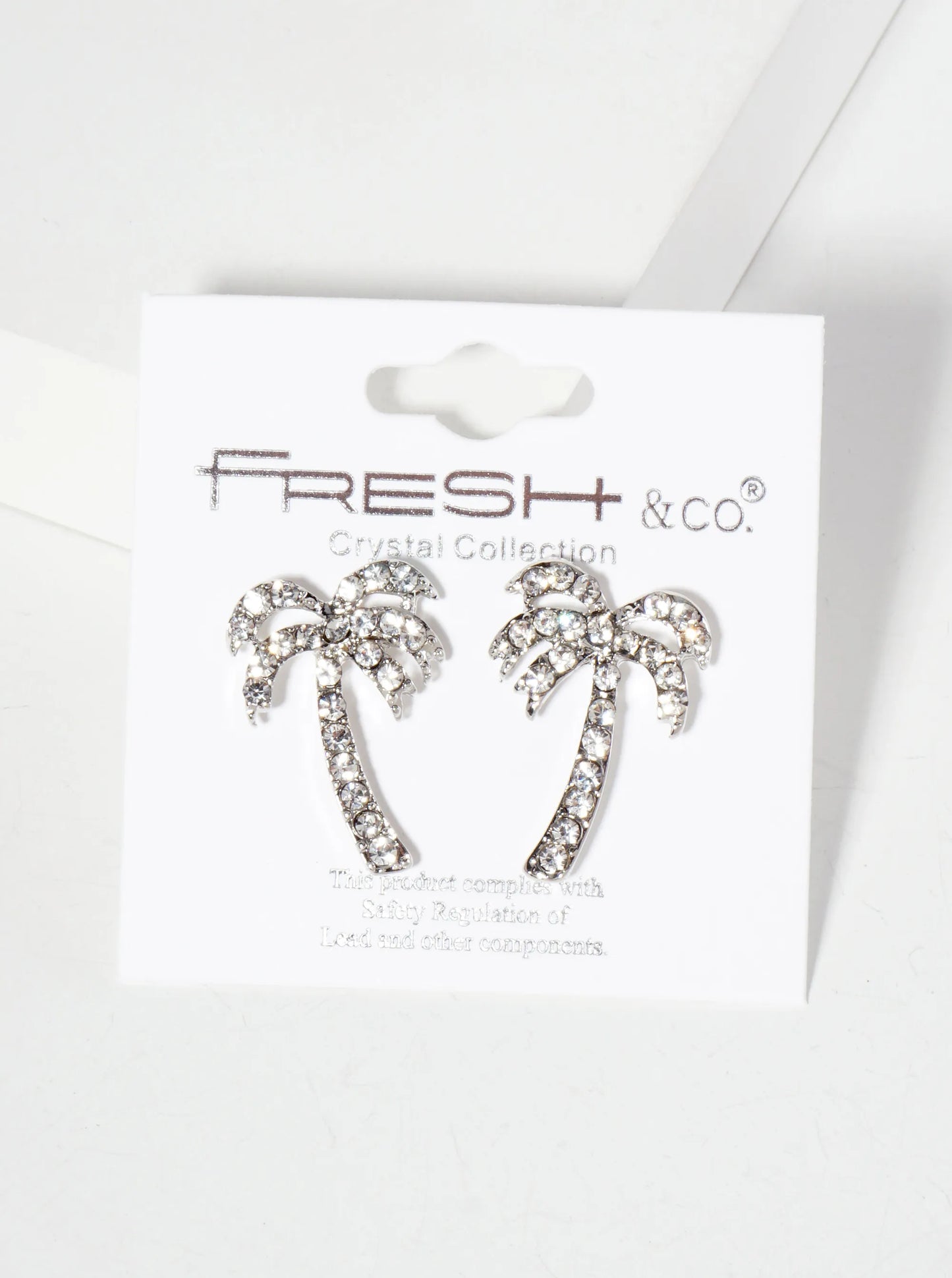 Tropical-Theme Crystal-Pave Palm-Tree Stud Earrings