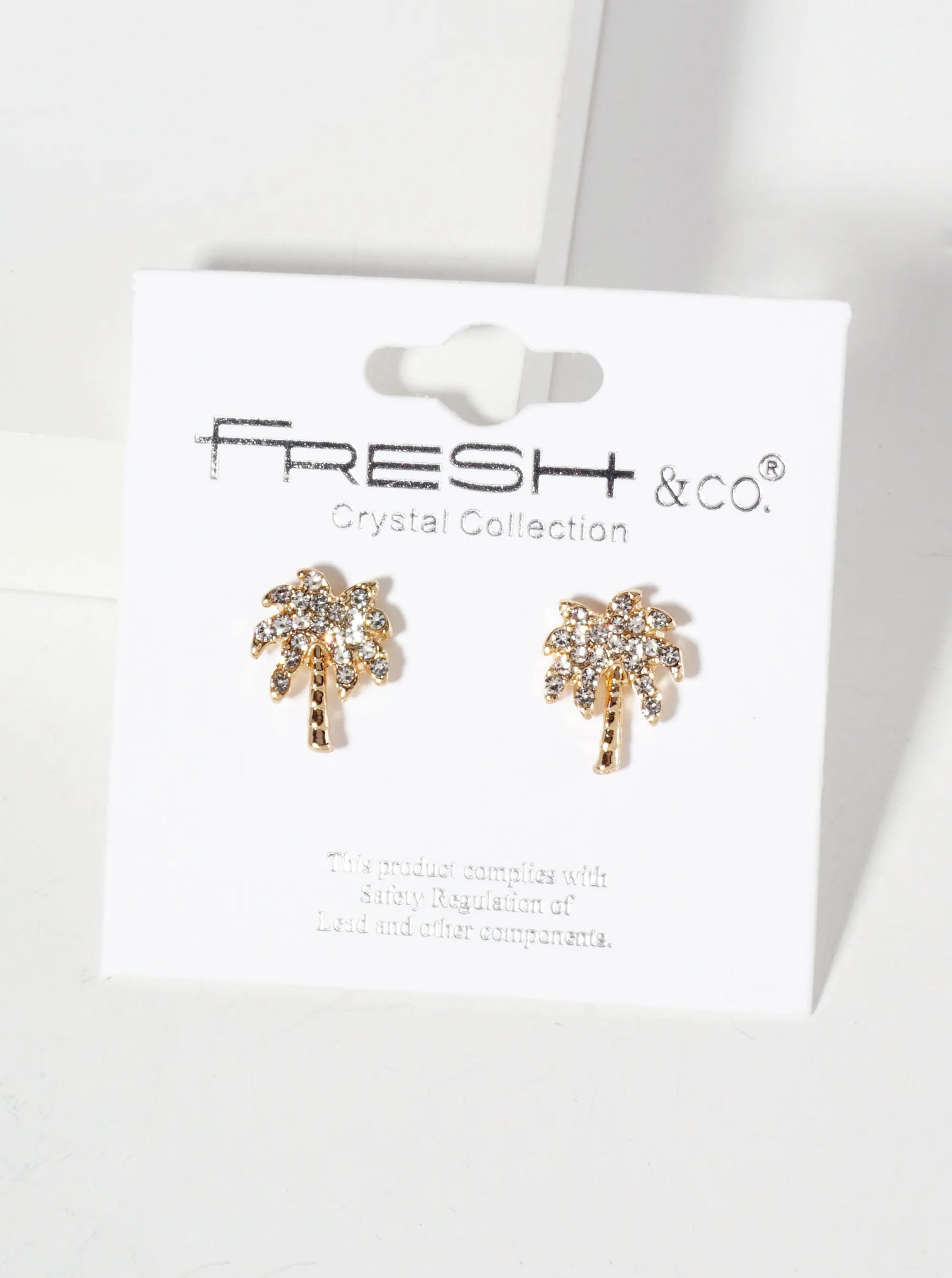 Tropical-Theme Crystal-Pave Palm-Tree Stud Earrings