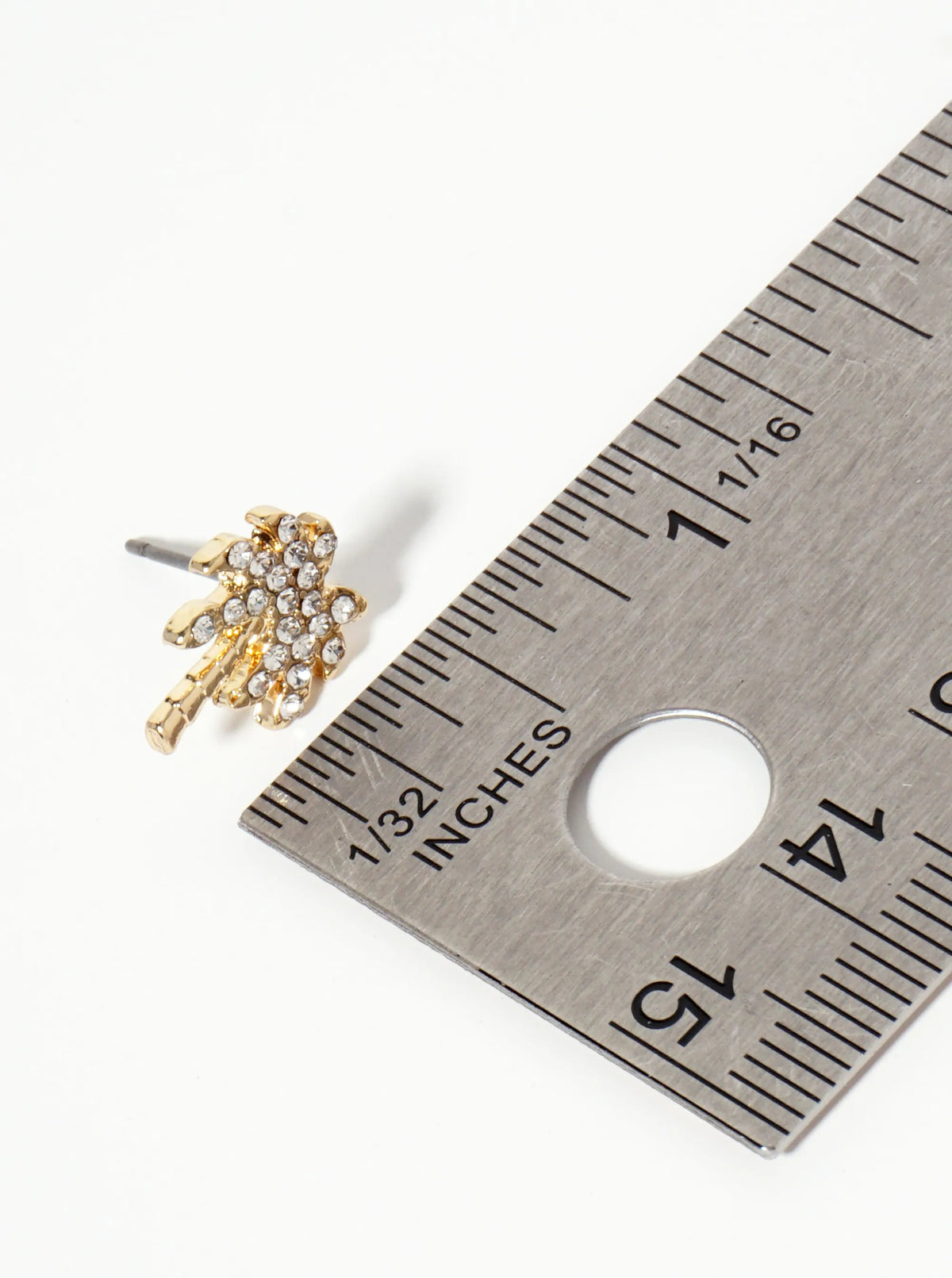 Tropical-Theme Crystal-Pave Palm-Tree Stud Earrings