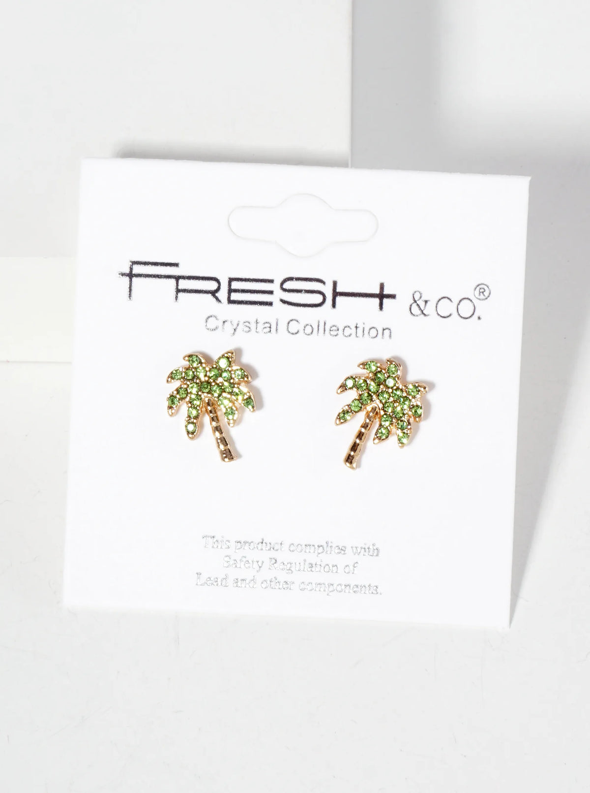 Tropical-Theme Crystal-Pave Palm-Tree Stud Earrings
