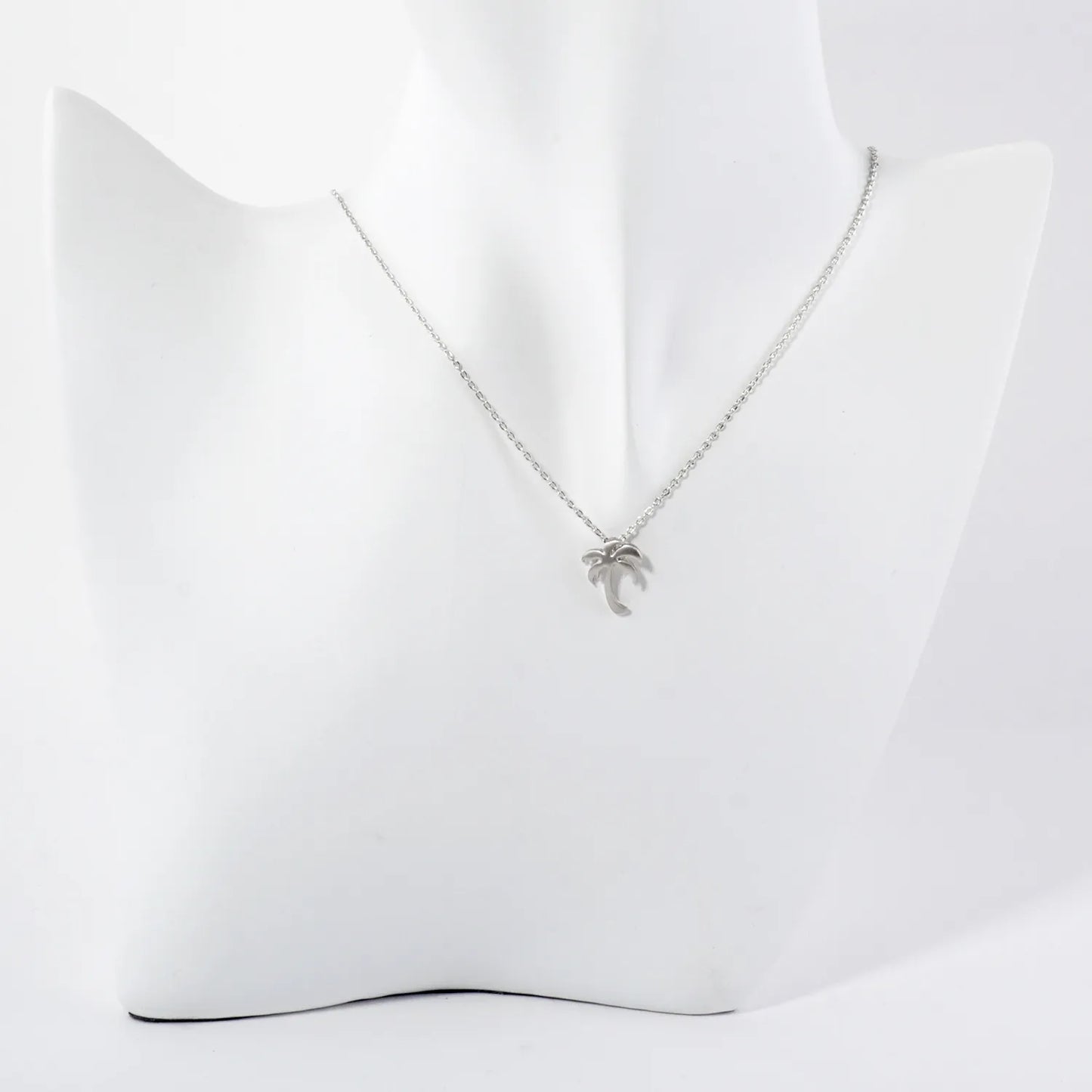 Tropical-Theme Metal Palm-Tree Pendant Necklace