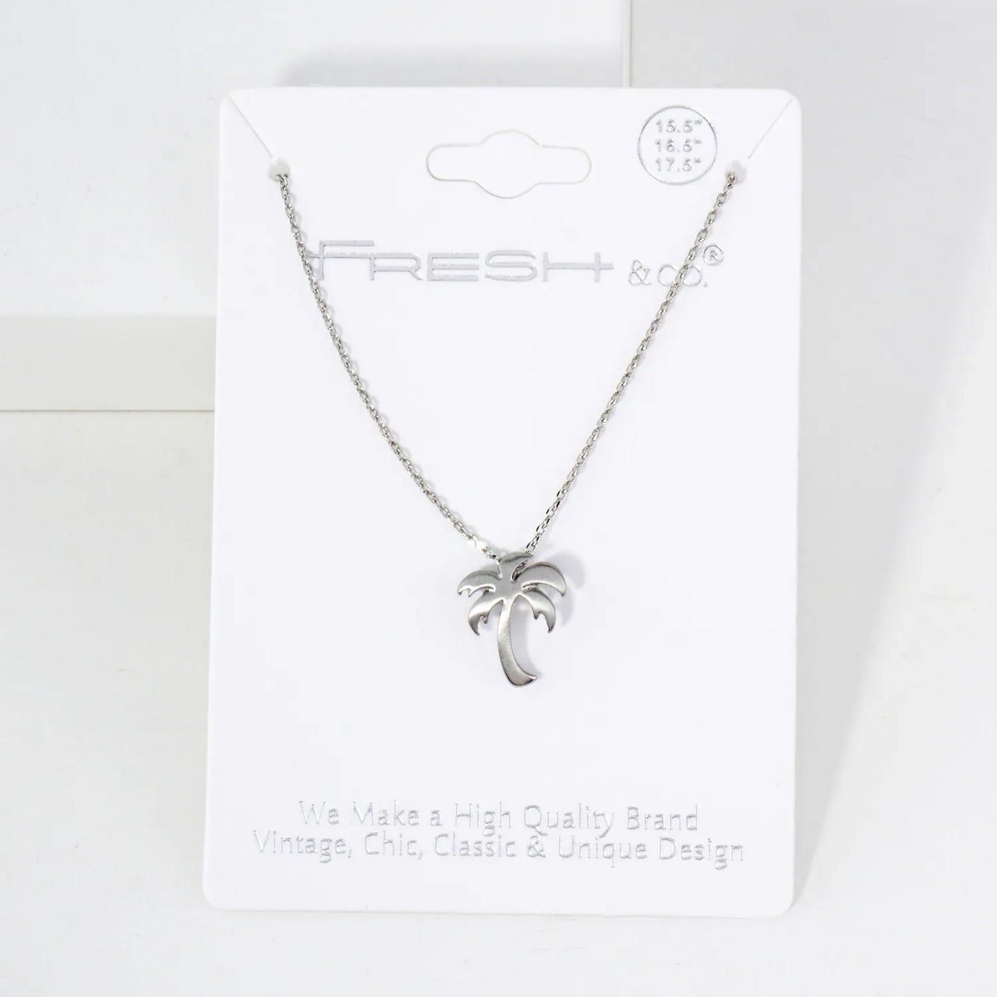 Tropical-Theme Metal Palm-Tree Pendant Necklace