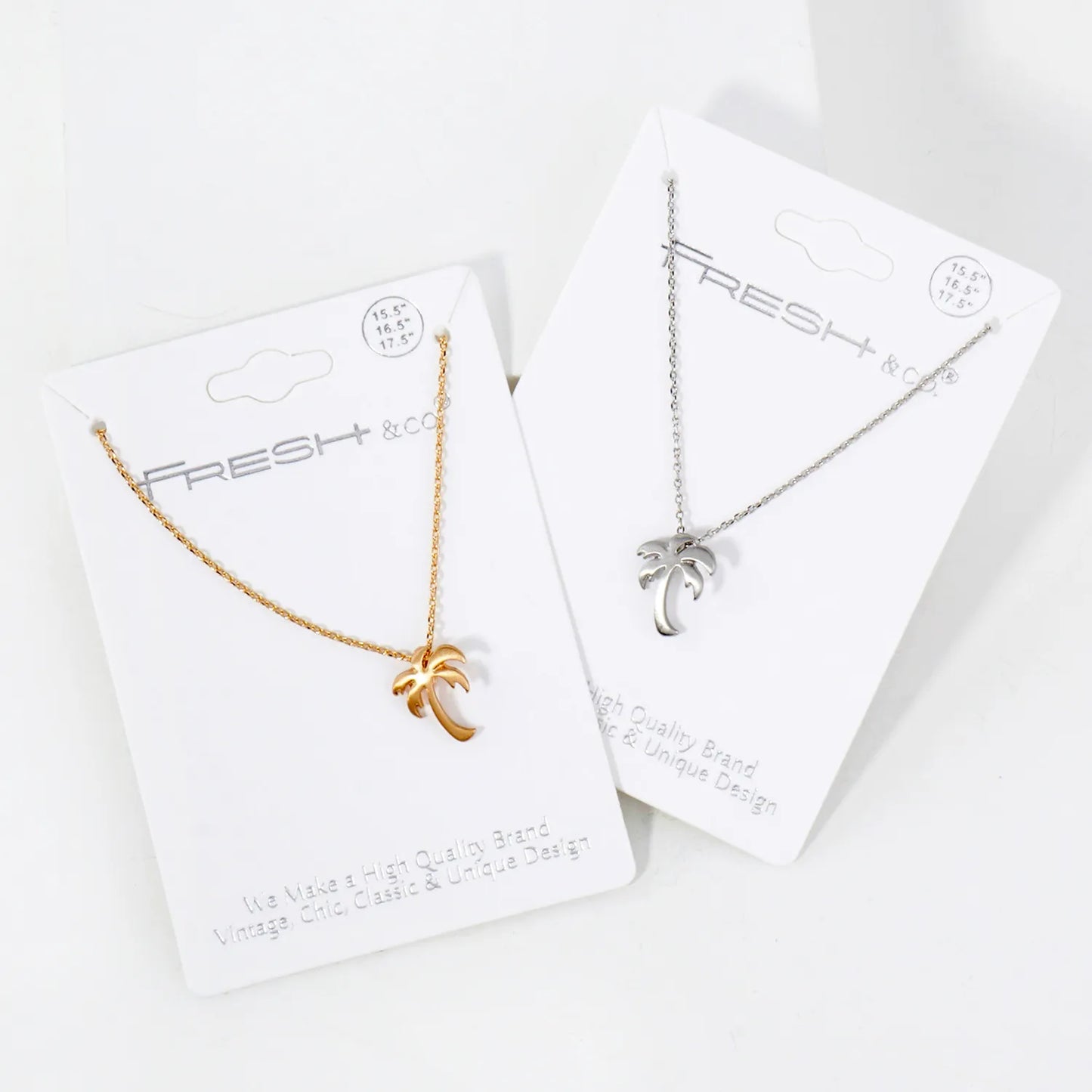 Tropical-Theme Metal Palm-Tree Pendant Necklace