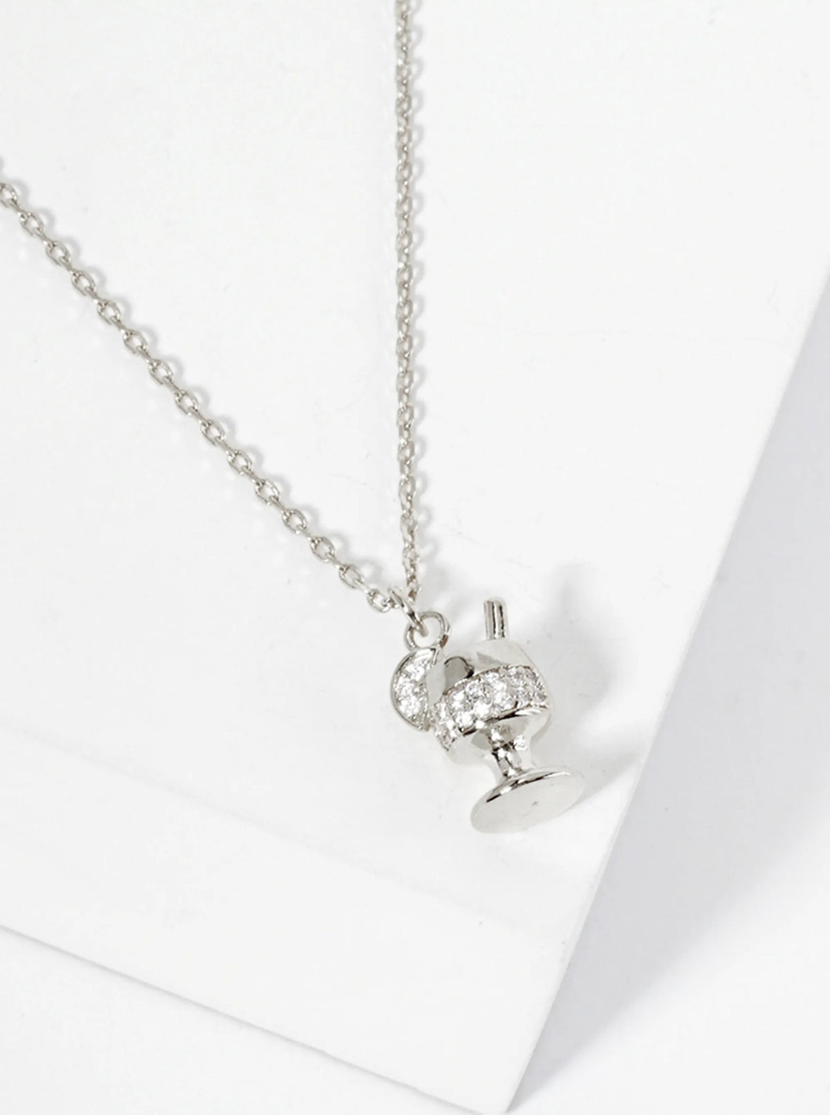 Tropical-Theme Pave-Set CZ 18K-Gold-Dipped Cocktail Pendant Necklace