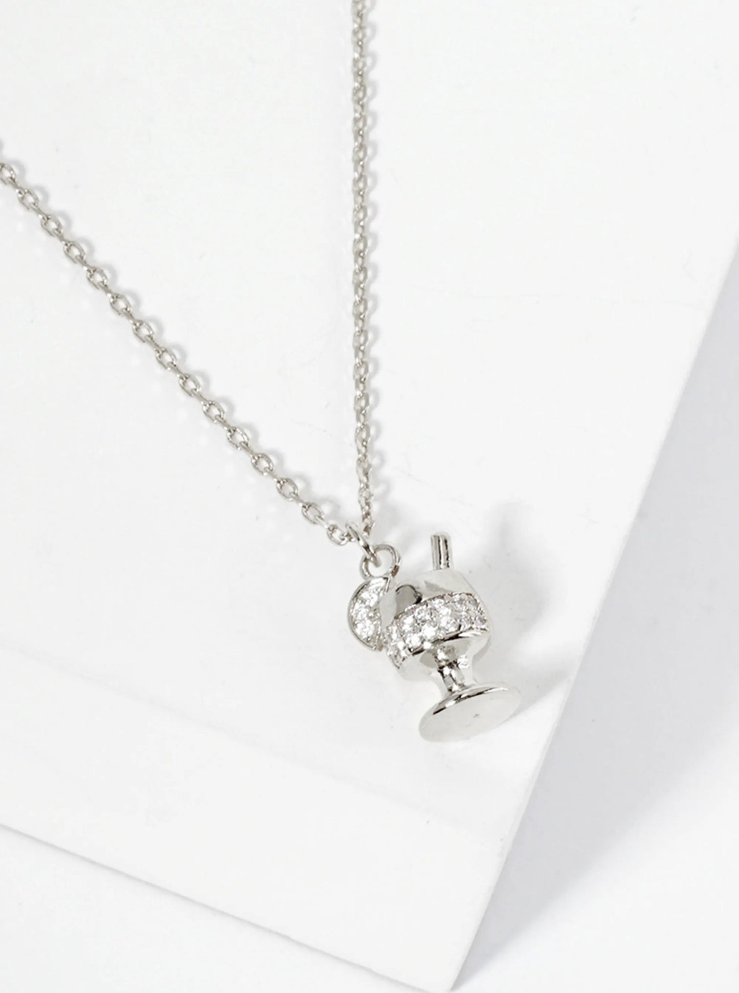 Tropical-Theme Pave-Set CZ 18K-Gold-Dipped Cocktail Pendant Necklace