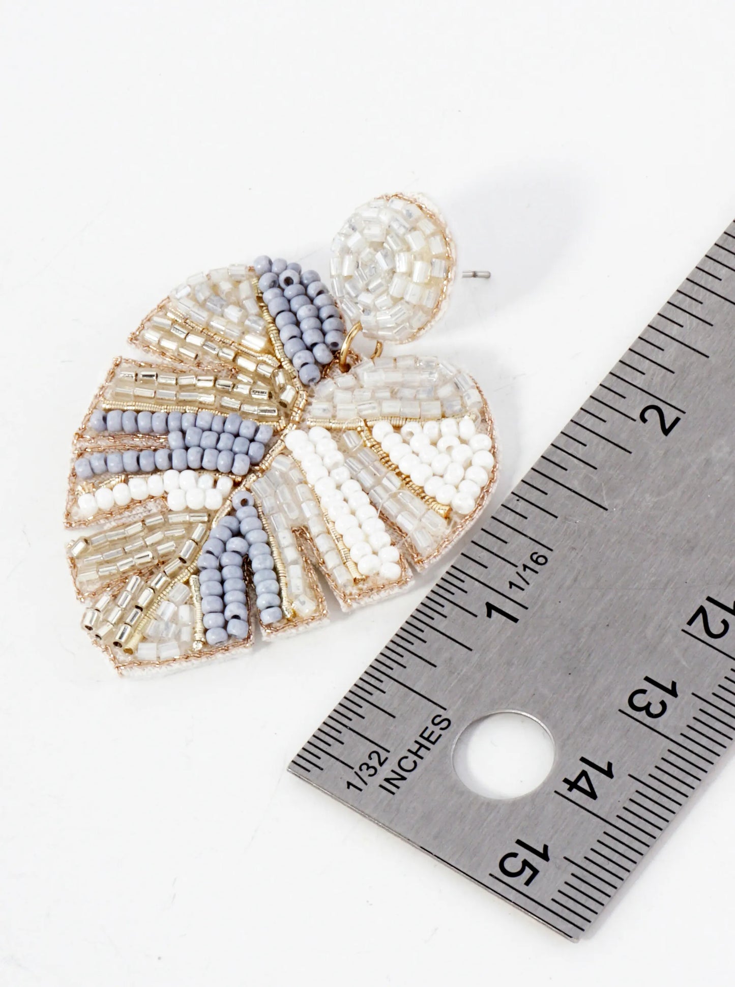 Tropical-Theme Seed-Beaded Monstera Statement Earrings