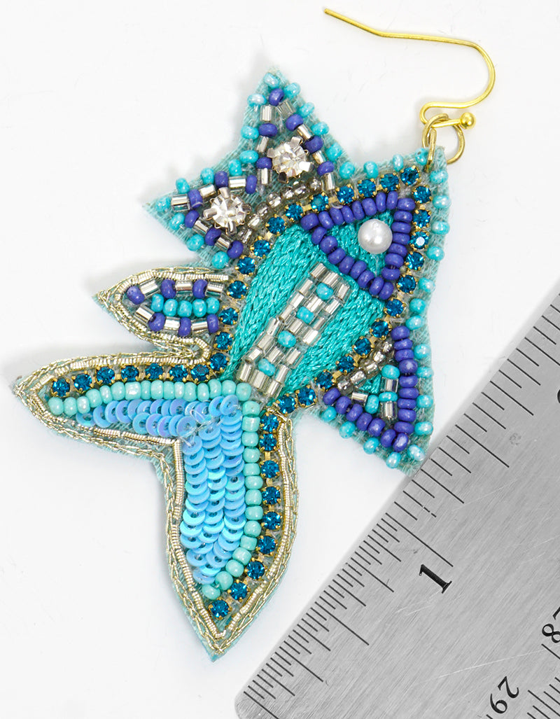 Tropical Fish Seed Bead Dangle Earrings