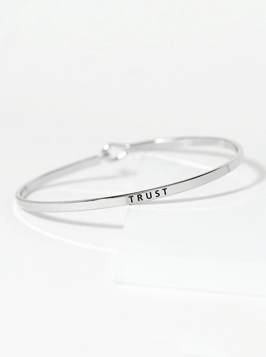 Trust Engraved Inspirational Bangle Bracelet