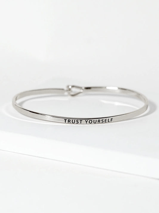 Trust Yourself Engraved Inspirational Bangle Bracelet