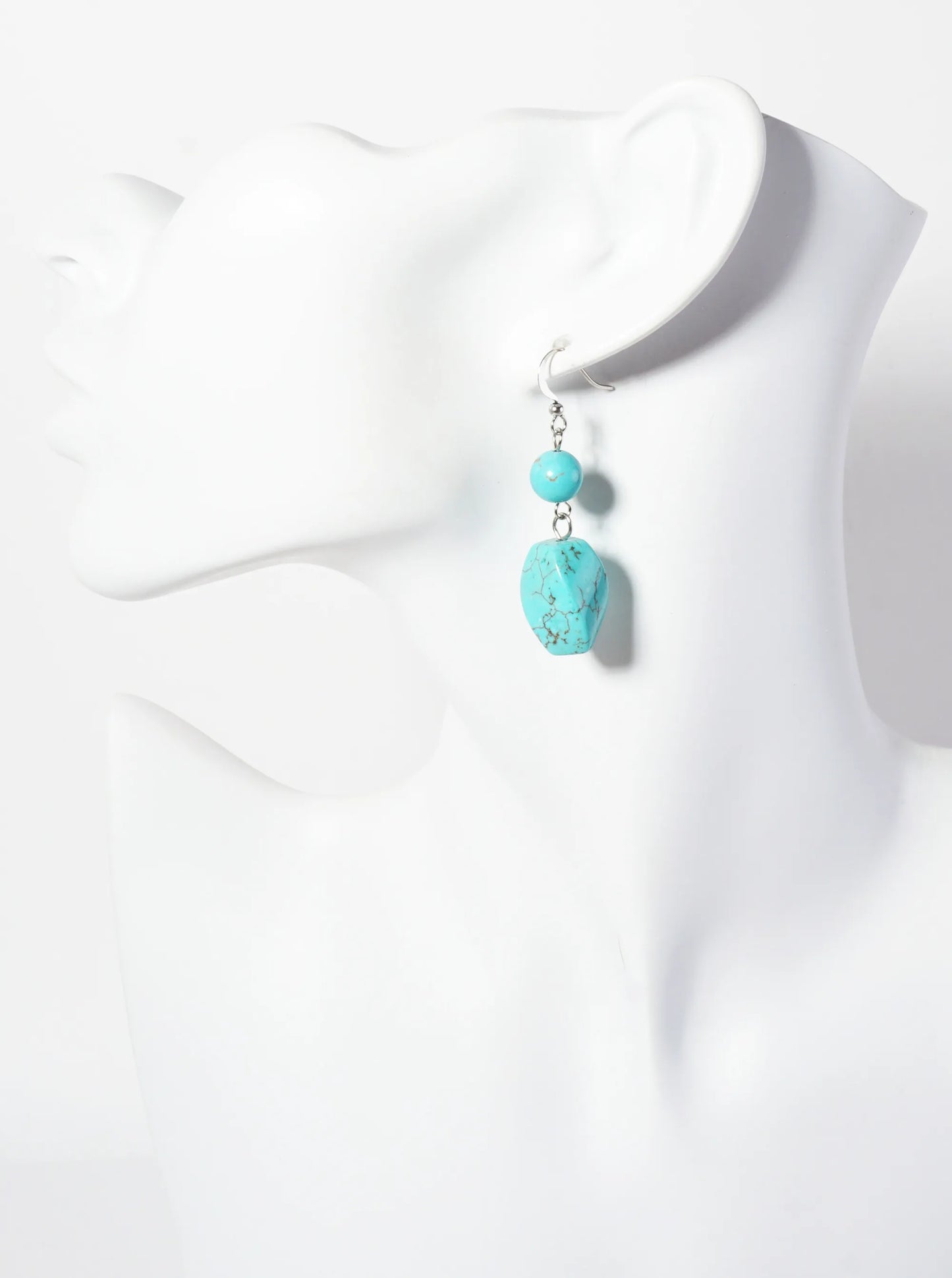 Turquoise Semi-Precious Natural-Stone Drop Dangle Earrings