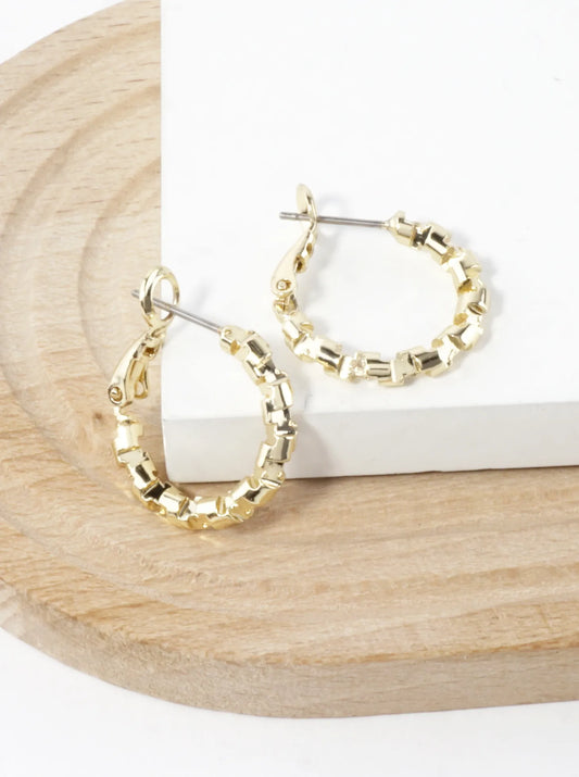 Twirl Texture Brass Hoop Earrings 0.75inch