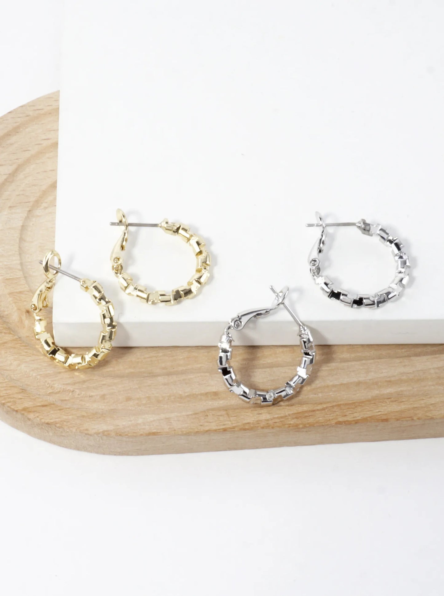 Twirl Texture Brass Hoop Earrings 0.75inch