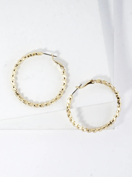 Twirl Texture Brass Hoop Earrings 1.5inch